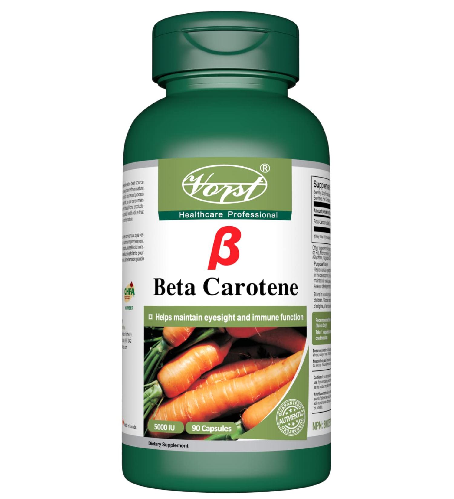 VORST Beta Carotene 5000 IU Vitamin A 90 Capsules | Supplement for Eyesight Immune System Brain Tanning & Skin Health | Powder Pills | 1 Bottle 90 count (Pack of 1) - Buy Online on GoSupps.com