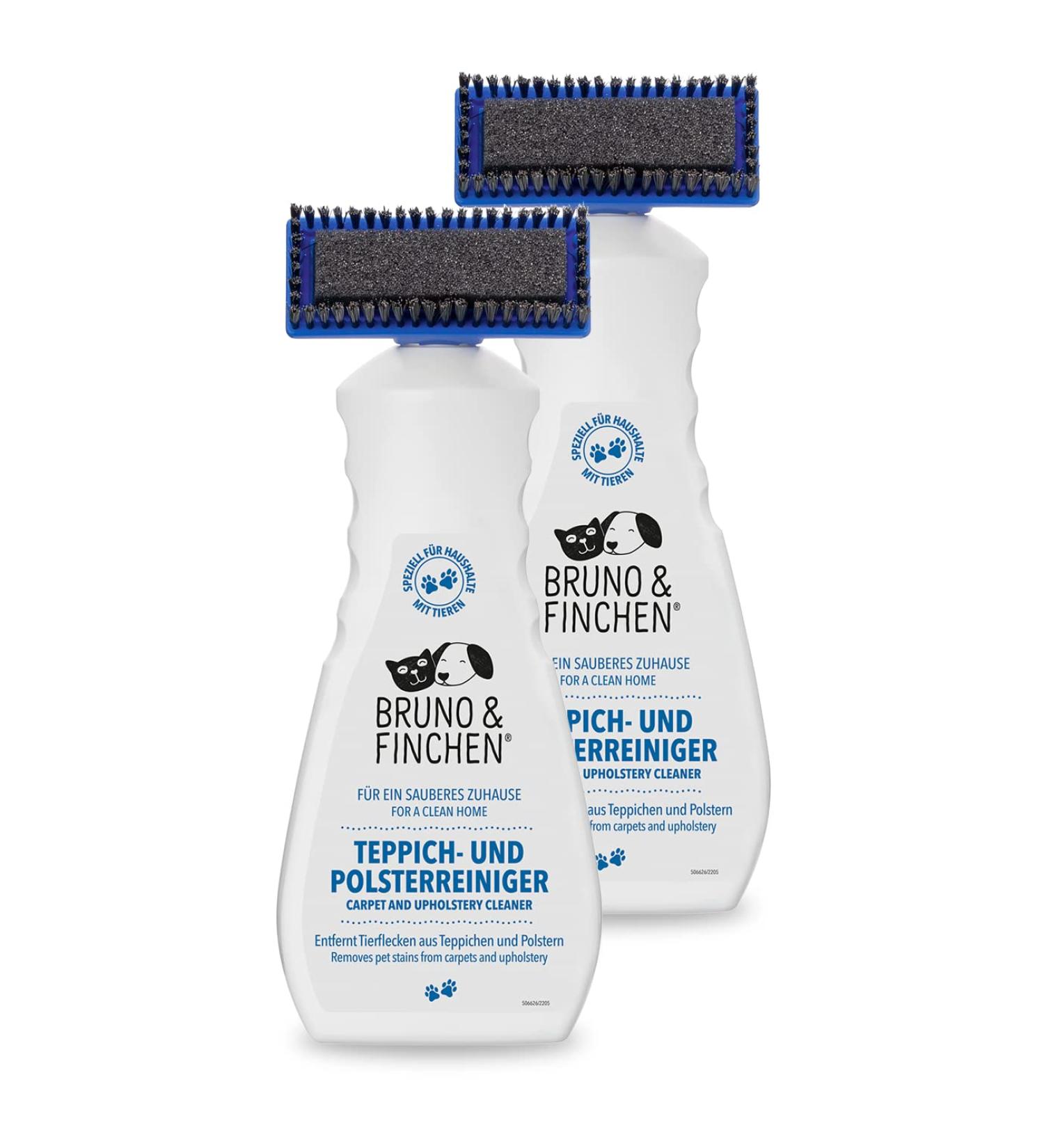 Bruno & Finchen Upholstery & Carpet Cleaner 2x650ml - Remove Animal Spots & Odors - Ideal for Sofas Dog Baskets & Carpets - Powerful Cleaning Agent - Buy Online on GoSupps.com