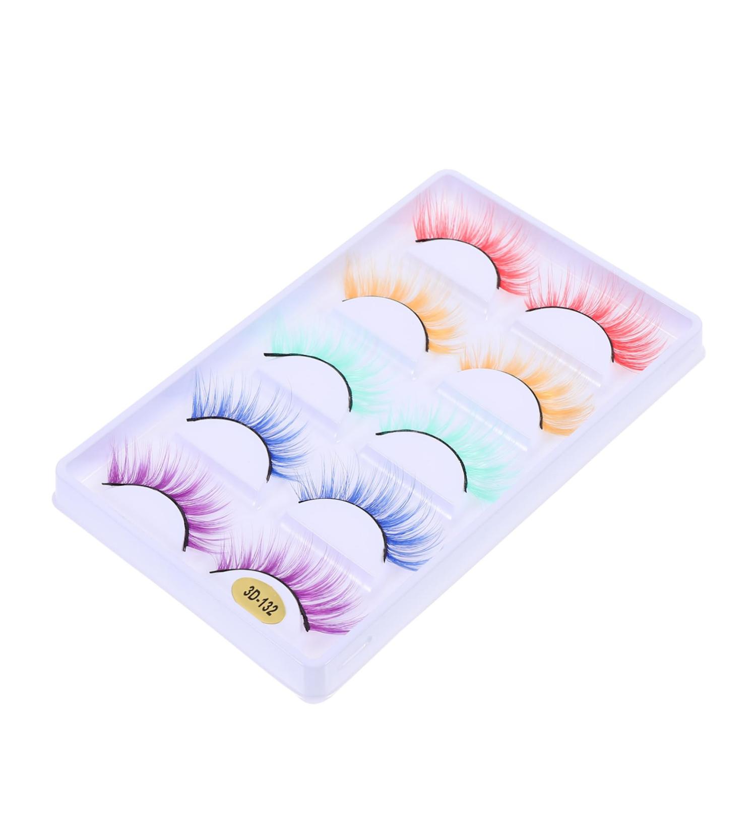 FRCOLOR 5 Pairs Fake Eyelashes 3d Colorful Eyelashes Cosplay Lashes Fake Lashes Natural Fluffy Natural Eyelashes 3d Eyelashes Stage Makeup Lashes Artificial Fiber Supplies Miss - Buy Online on GoSupps.com