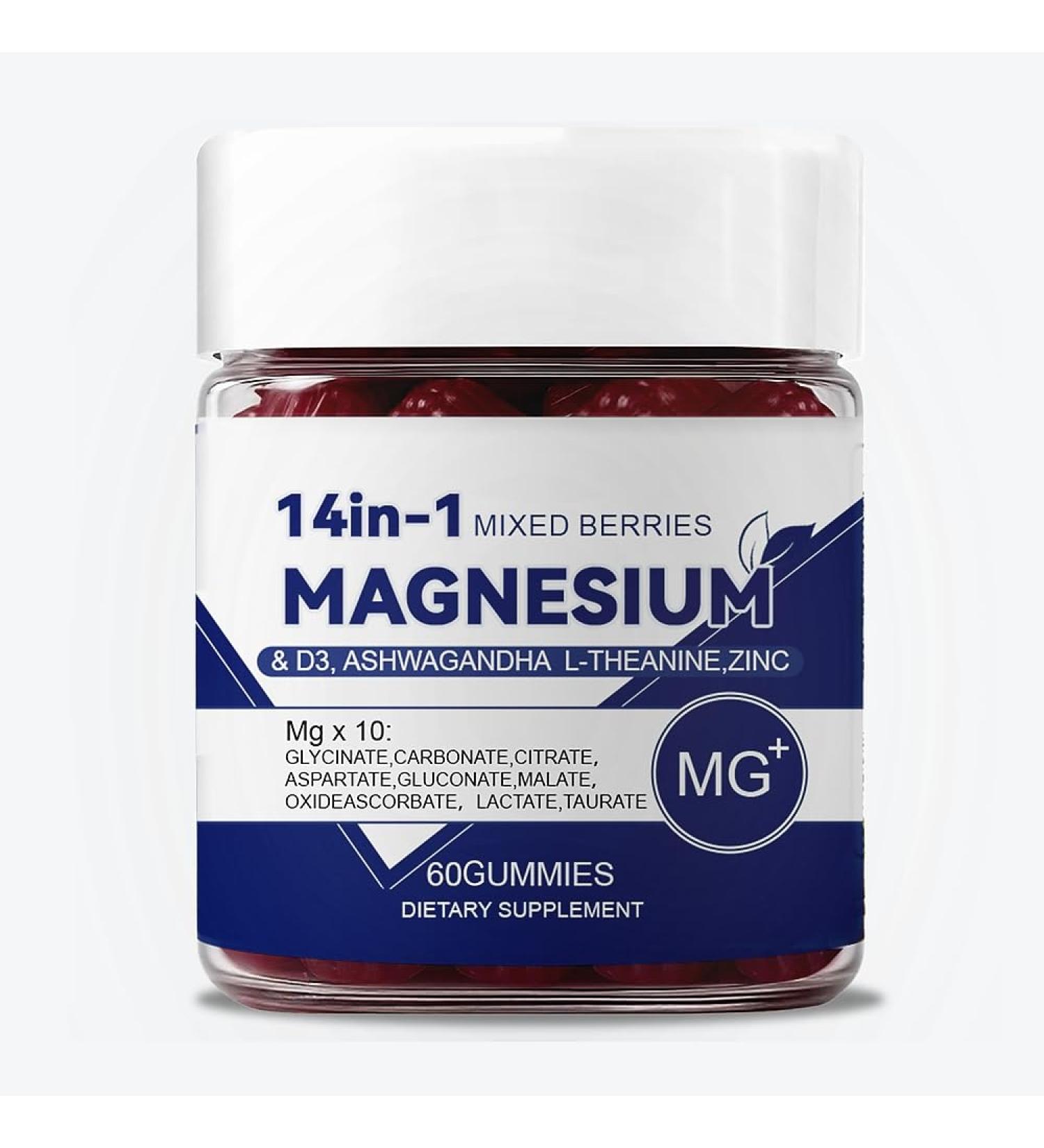 CKPCKP 14-in-1 Magnesium Complex Gummies with Ashwagandha L-Theanine Vitamin D3 & Zinc Magnesium Glycinate Complex for Women 60 Gummies(1) - Buy Online on GoSupps.com