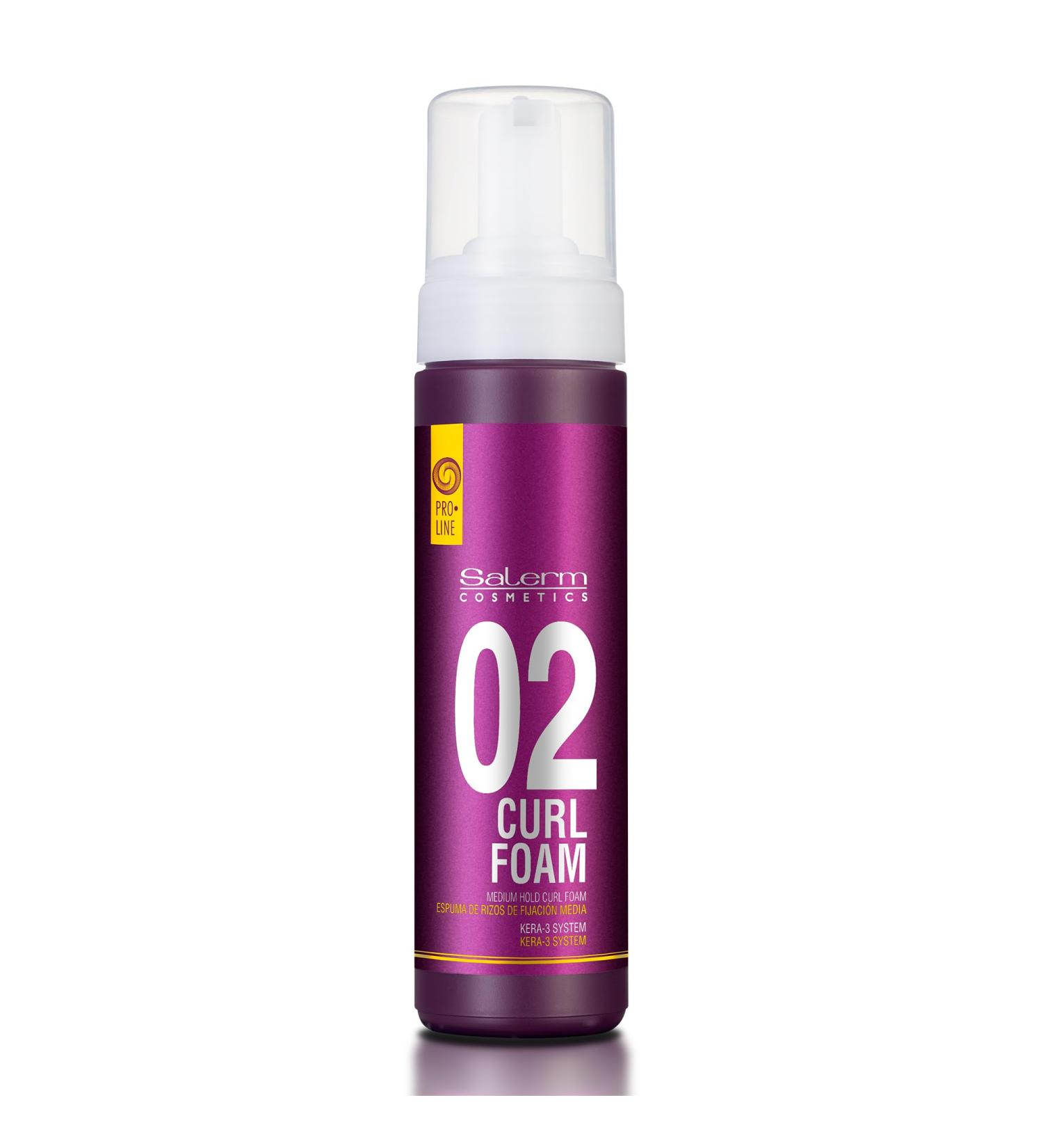 SALERM - Curly Hair Foam - Pro Line Curl Foam 02-200 ml - Creates Defined Natural and Flexible Curls - with 3 Types of Keratin - Repairs and Hydrates Hair - with UV Sun Filter - Buy Online on GoSupps.com