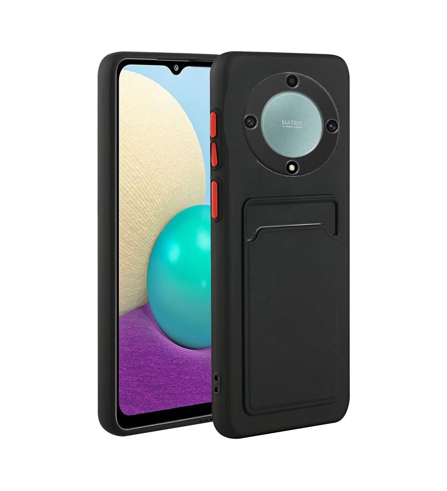 Tivenfezk Nadoli Silicone Case for Honor Magic 5 Lite 5G | Ultra Thin Shockproof & Scratch-Resistant Wallet TPU Cover with Credit Card Holder - Black - Buy Online on GoSupps.com