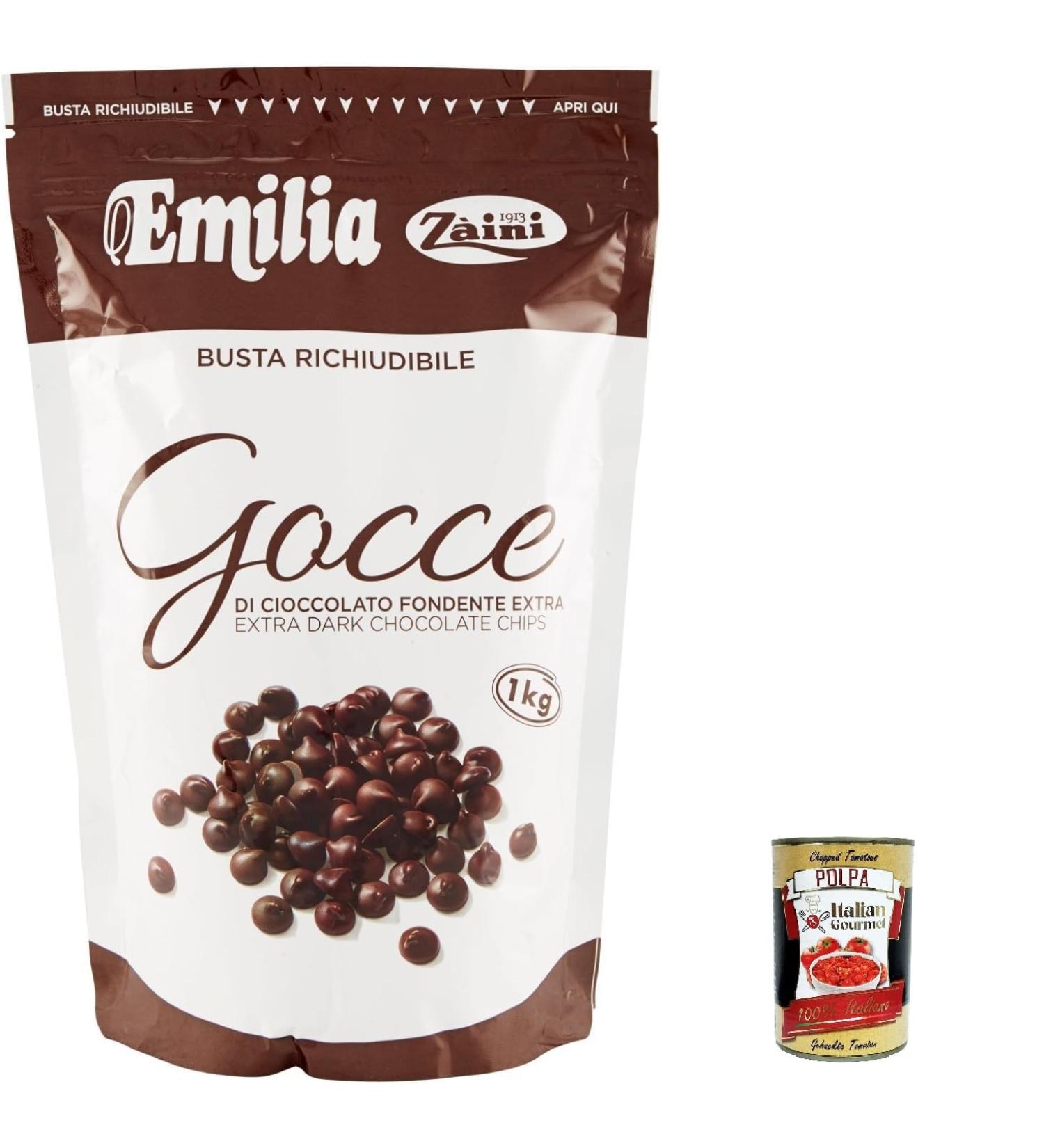 Zaini Dark Chocolate Chips 1000g + Gourmet Italian Polpa 400g - Buy Online on GoSupps.com