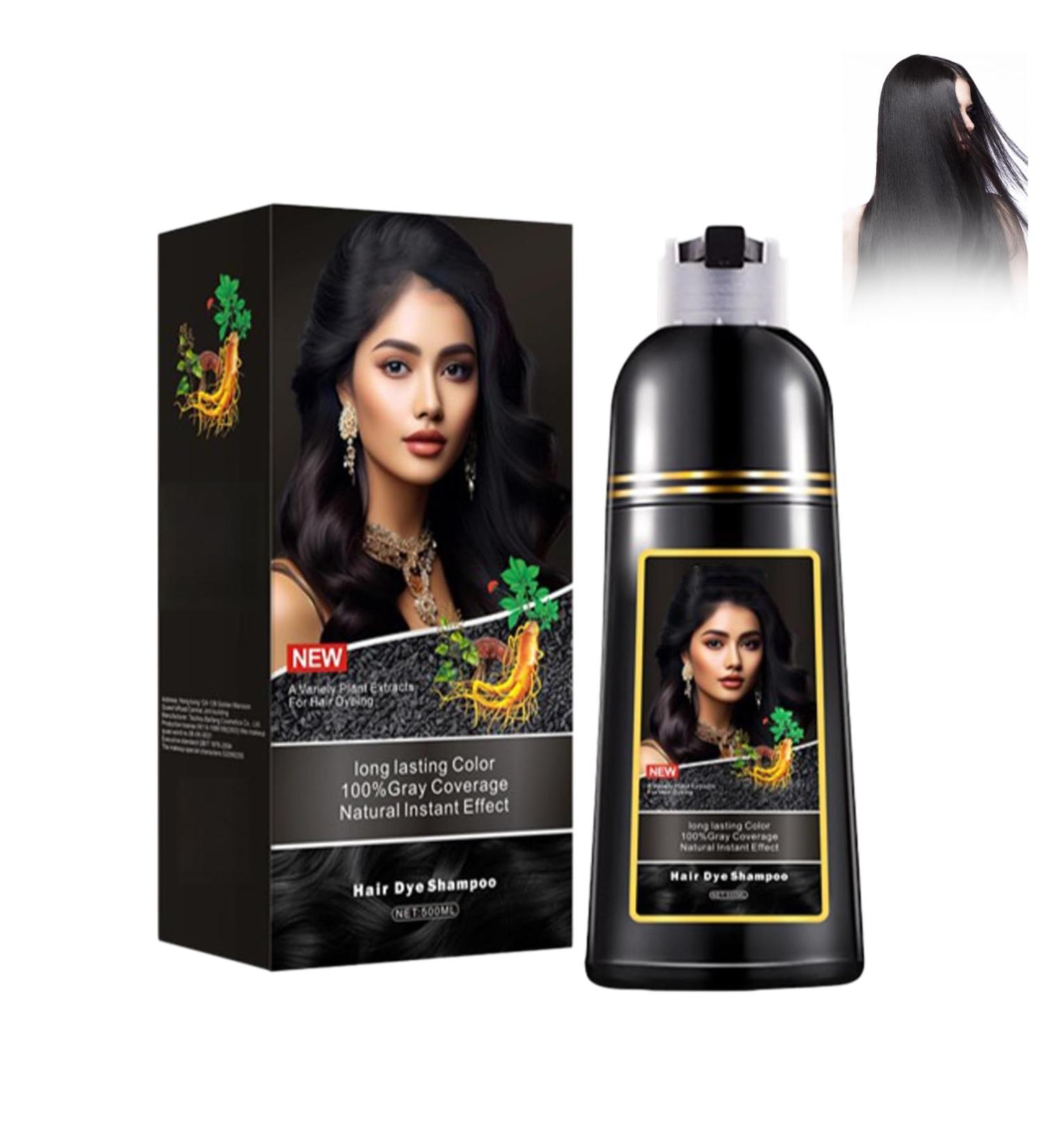 Black Hair Color Black Hair Dye Shampoo For Men And Women 3 - In - 1 In Minutes Natural And Lasting Dye Dye Shampoo For Men Women - Buy Online on GoSupps.com