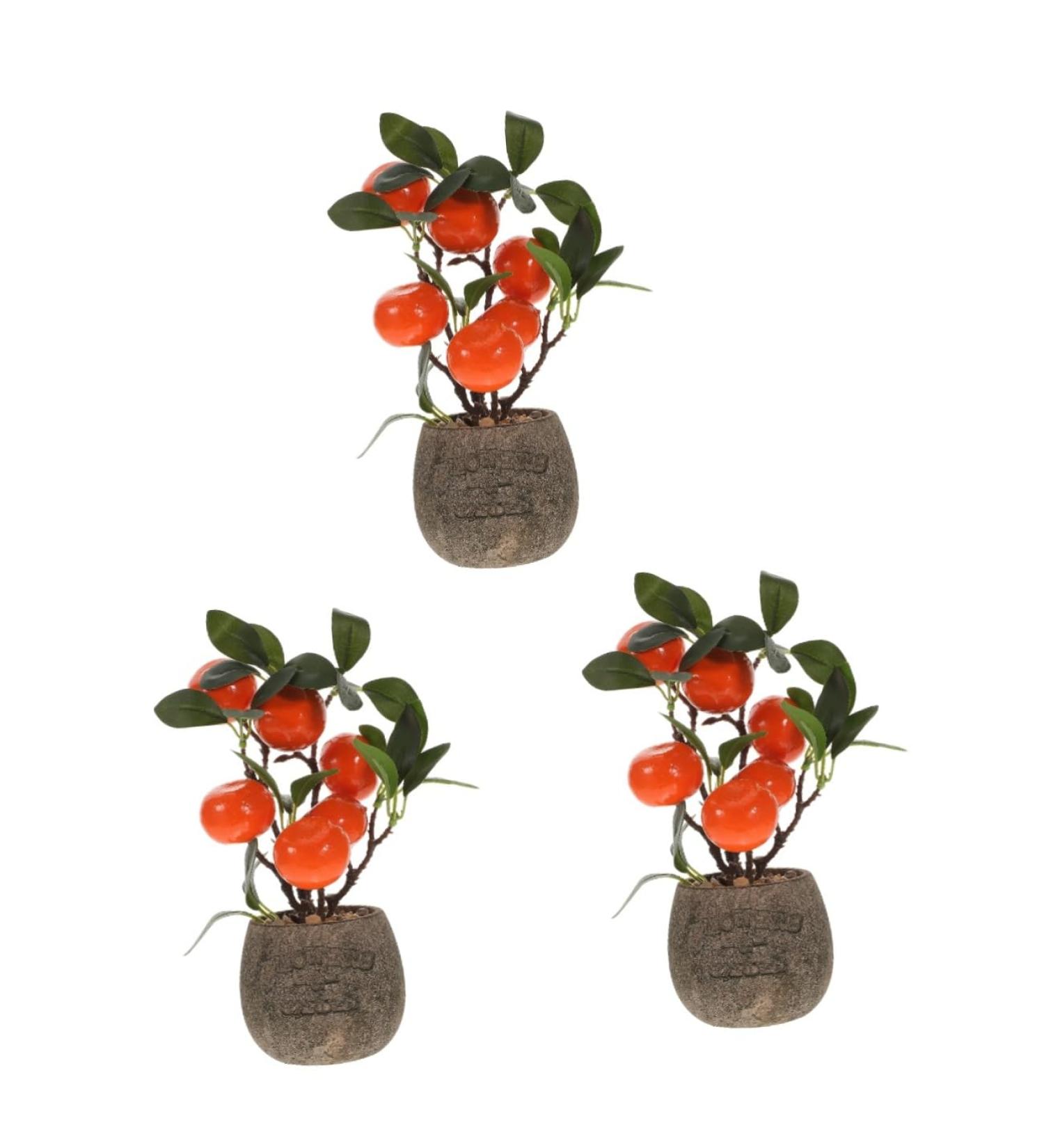 3pcs Simulated Kumquat Decor Indoor Plants Artificial Plants Greenery Desktop Adornments Faux Plant Household Fake Bonsai Potted Plants Fake Bonsai Ornaments Fake Fruit Tree Office As Shownx3pcs 9.5x9.5x26.5cmx3pcs - Buy Online on GoSupps.com