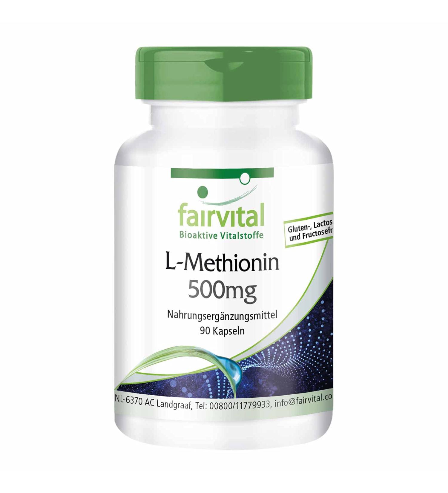  fairvital Fairvital | L-Methionine 500mg - HIGHLY DOSED - VEGAN - 90 Capsules - Amino Acid - Buy Online on GoSupps.com
