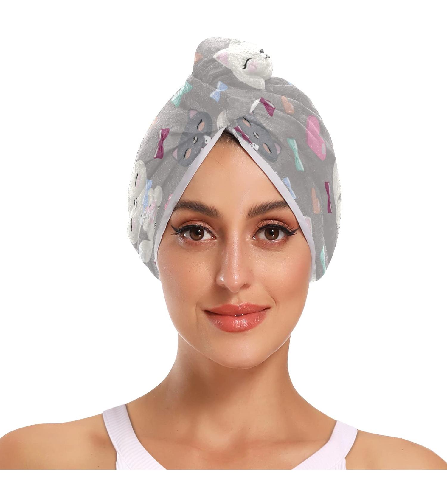Cat Hair Drying Towels - Microfiber Hair Turbans for Curly Hair | 2 Pack Hair Towel for Women - Fast International Shipping - Buy Online on GoSupps.com