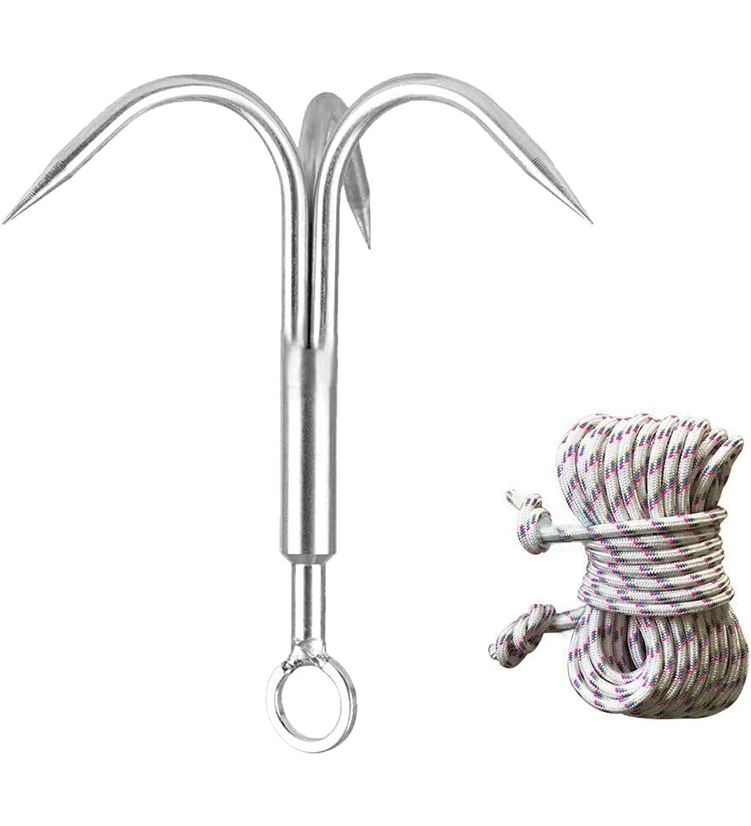 Yiliaw Stainless Steel Outdoor Grappling Hook with 50FT Rope - Climbing Claw for Outdoor Hiking & Tree Limb Removal - Buy Online on GoSupps.com