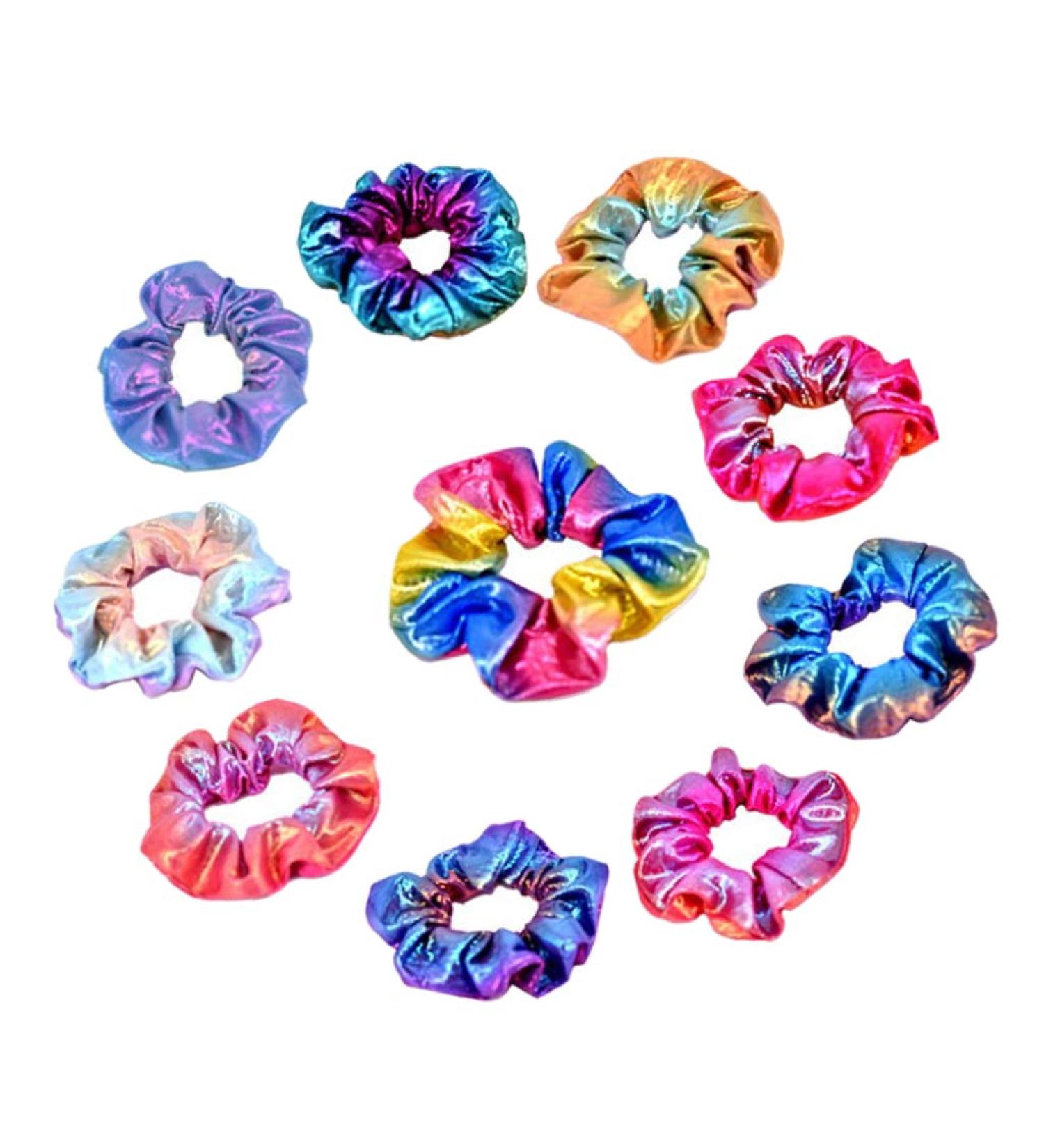 10 Rainbow Metallic Hair Ties for Women - Elastic Rubber Band Hair Bands - International Shipping Available - Buy Online on GoSupps.com