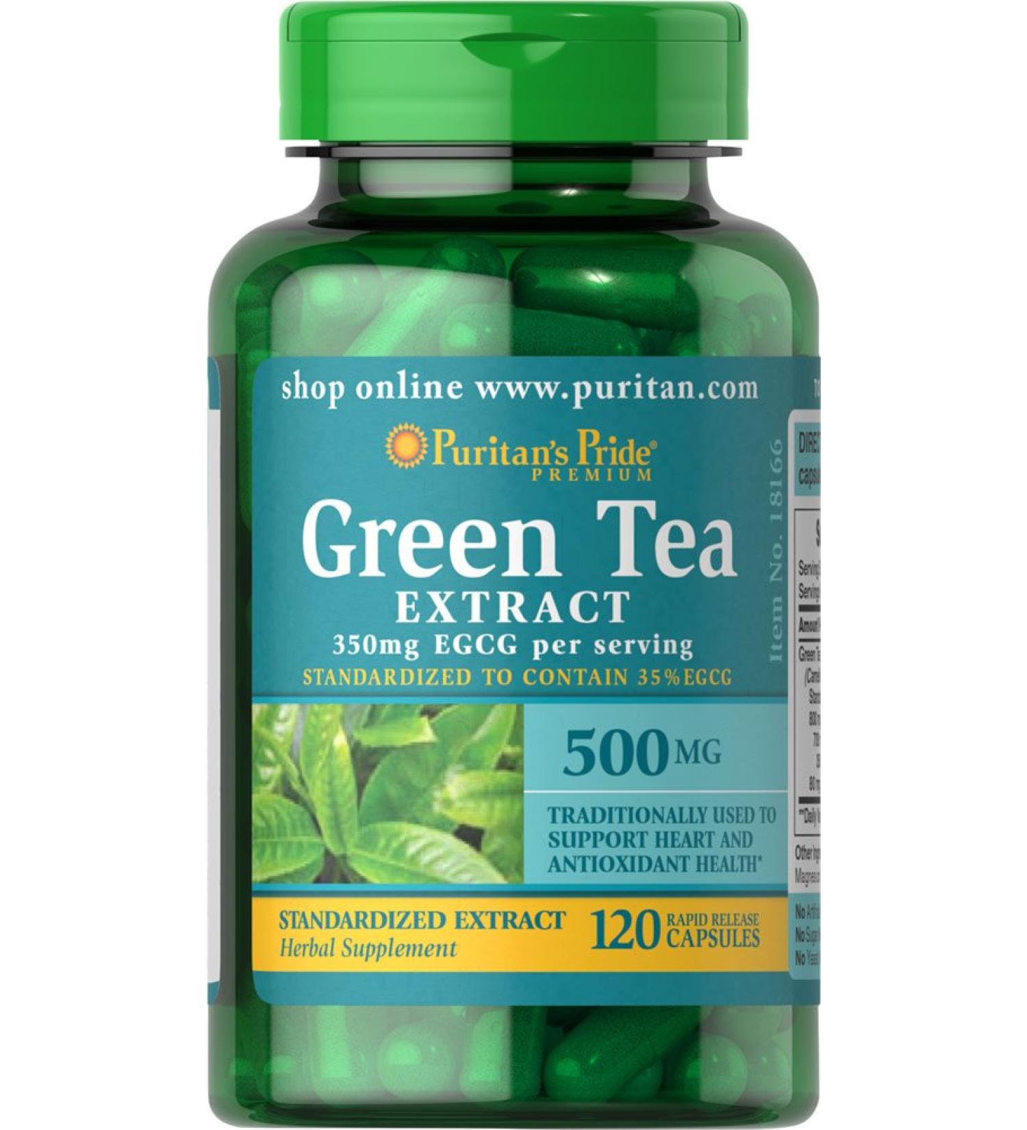 Puritan's Pride Green Tea Standardized Extract 500 mg-120 Capsules (18166)