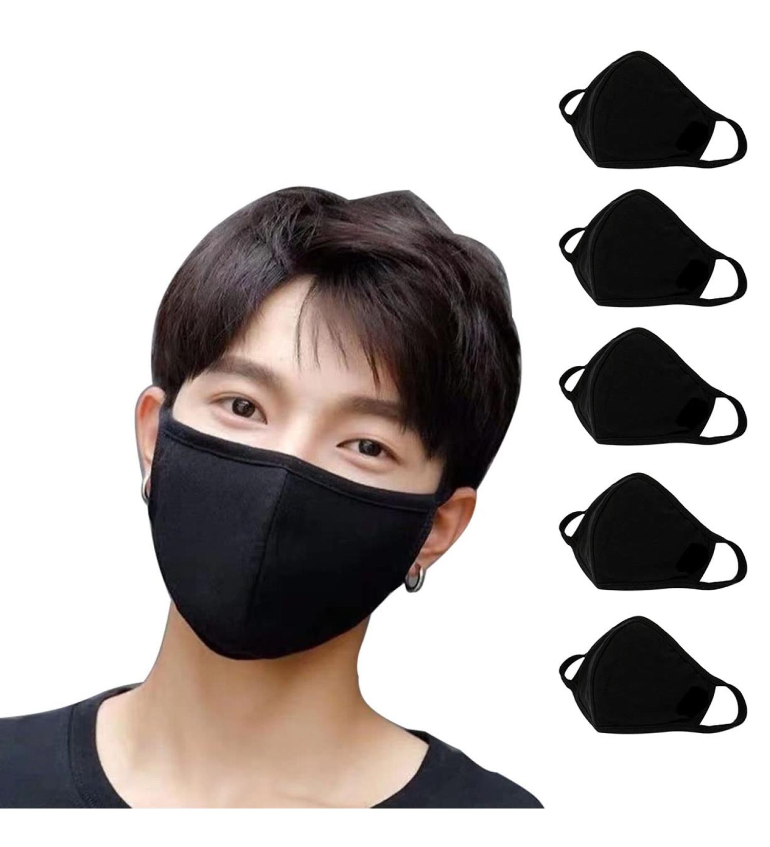 Yijueled 5 Pack Car Cotton Mask Black Reusable Washable Soft Face Masks Basic Cloth Face Mask Unisex Face Cover Mask - Buy Online on GoSupps.com