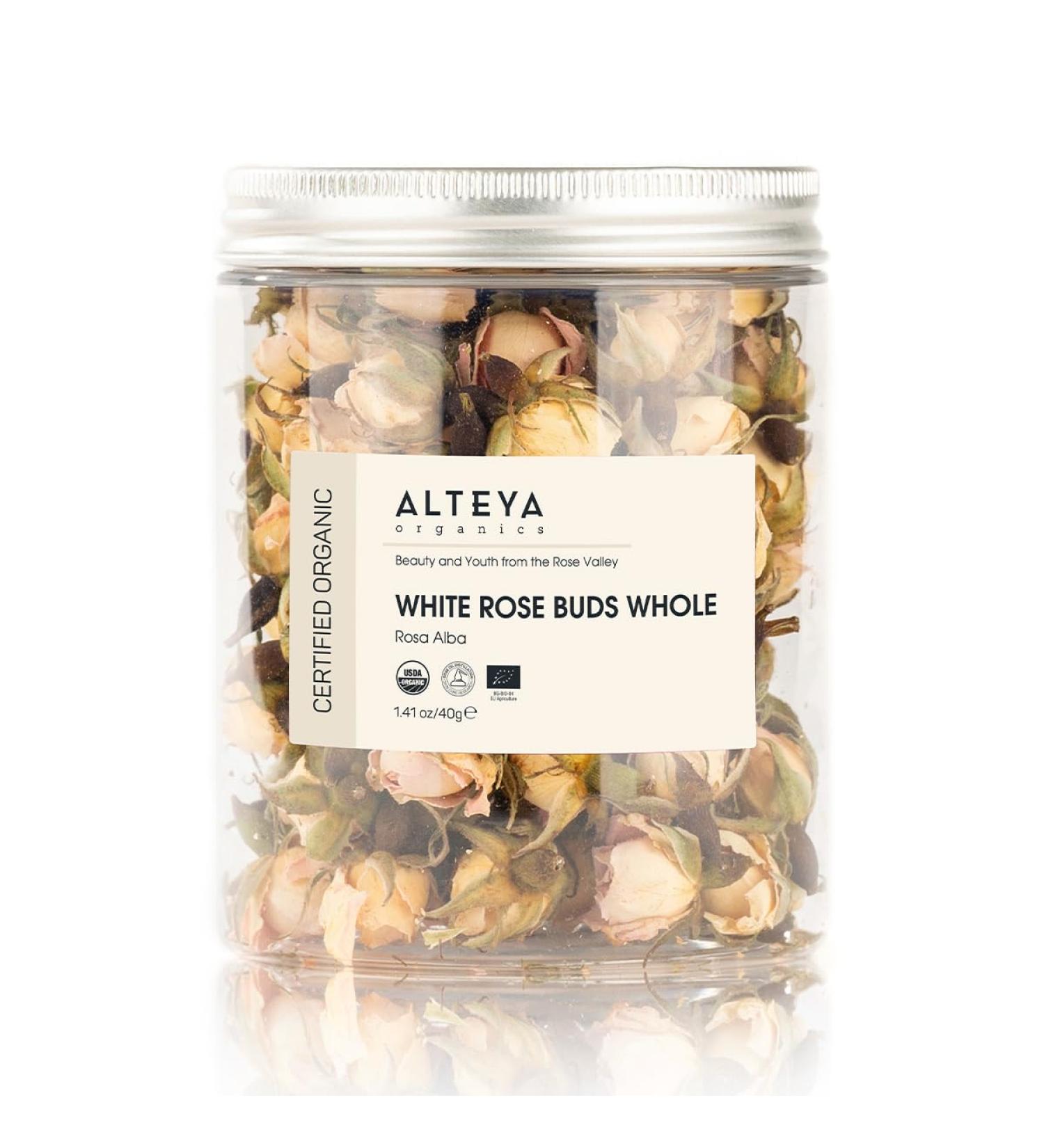 Alteya Organics Organic Dried Alba Rose Flowers 40g - 100% USDA Certified Organic - Hand Baked & Sold Directly by Rose Grower Alteya Organics