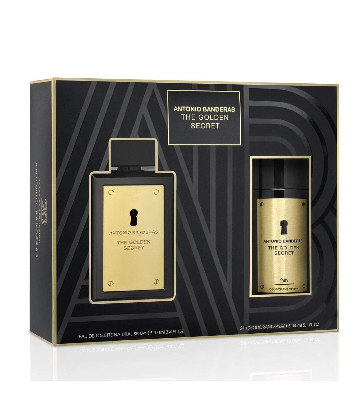The Golden Secret by Antonio Banderas for Men 2 Pieces Gift Set (Eau De Toilette 3.4 Ounce Spray + 5.1 Ounce Deodorant Spray)