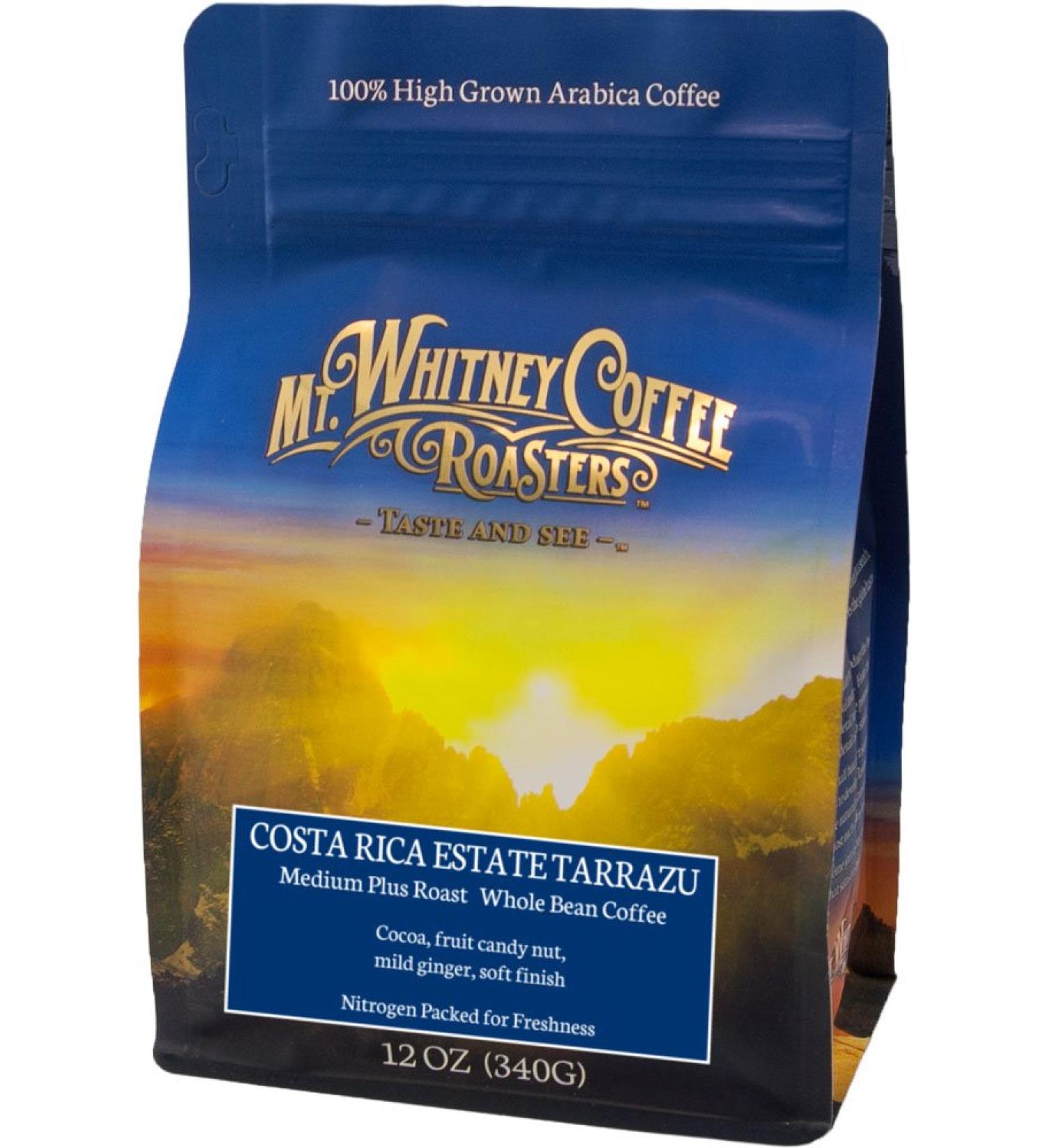 Mt. Whitney Coffee Costa Rica Estate Tarrazu - Medium Plus Roast Whole Beans 12 oz - Buy Online on GoSupps.com