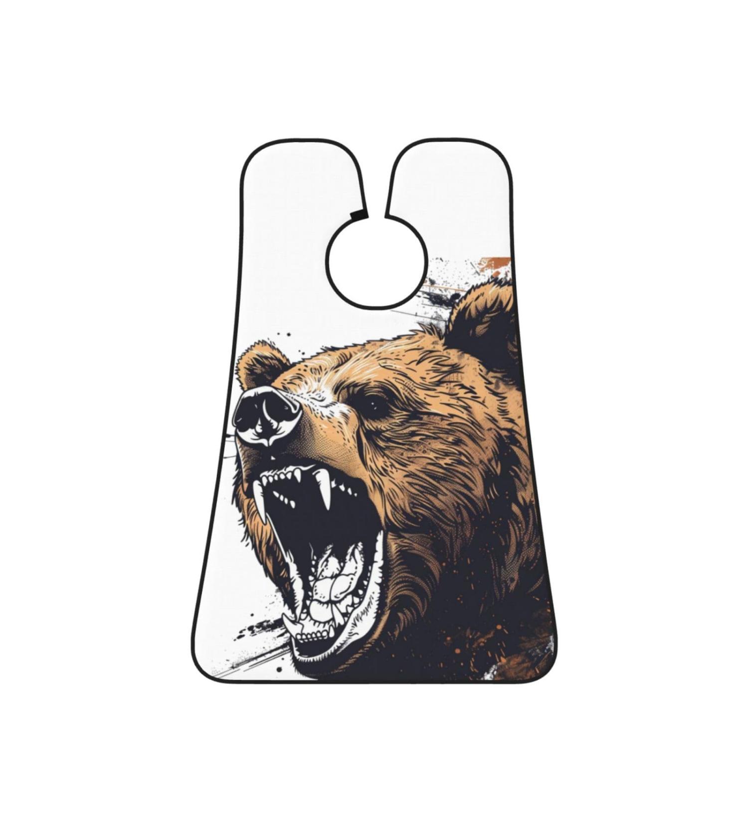 Bear Head Print Beard Bib Apron | Non-Stick Hair Catcher for Men | Perfect Shaving Gift | One Size Black - Buy Online on GoSupps.com