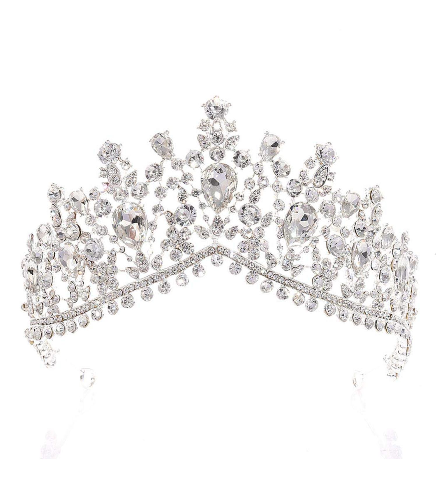 Tgirls Baroque Bridal Wedding Crown Princess Tiara Rhinestone Headband - Silver - Buy Online on GoSupps.com