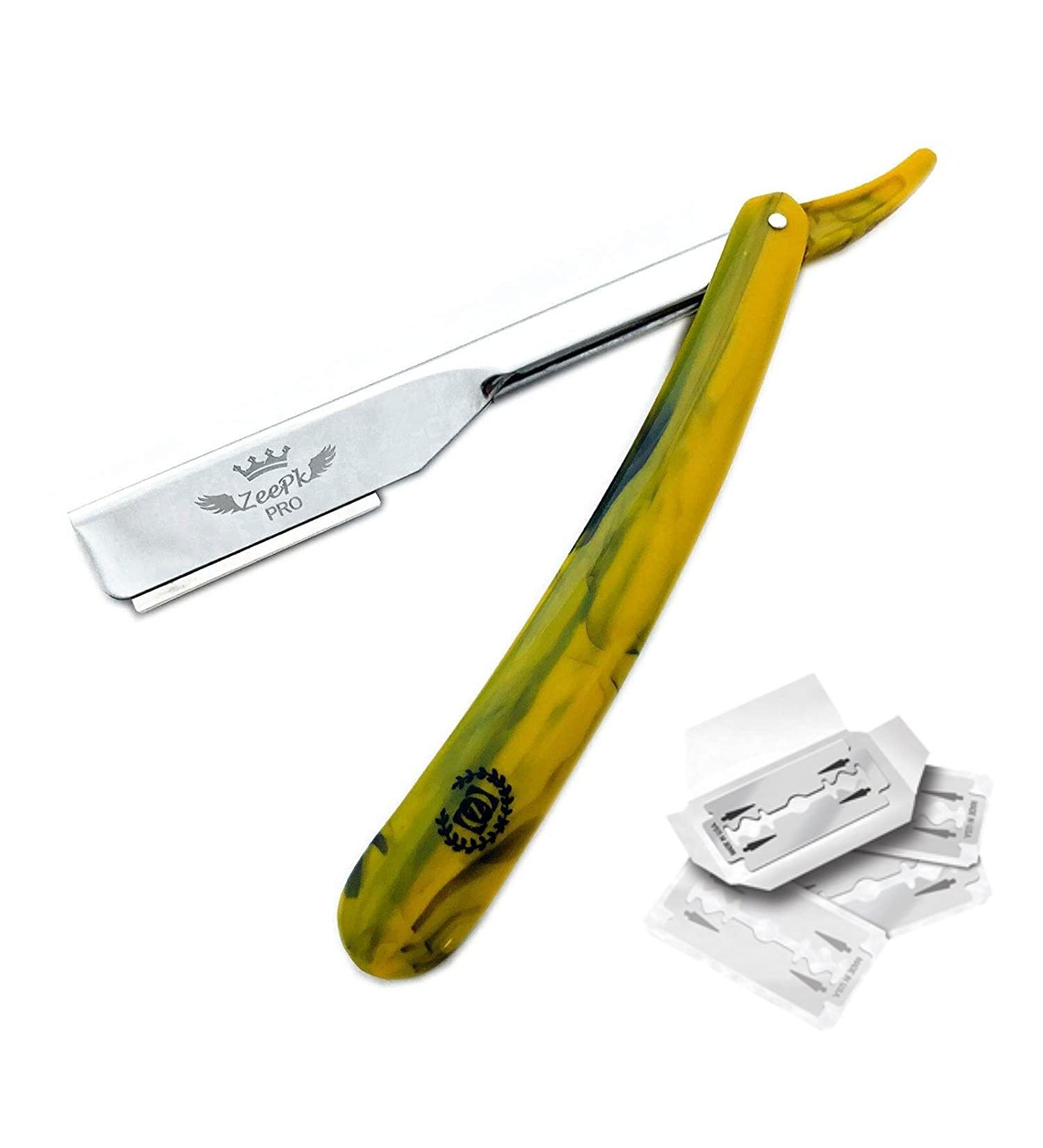 ZEEPK Beard Cut Throat Straight Razor - Exposed Blade Holder Salon Quality + 10 Blades - International Shipping - Buy Online on GoSupps.com