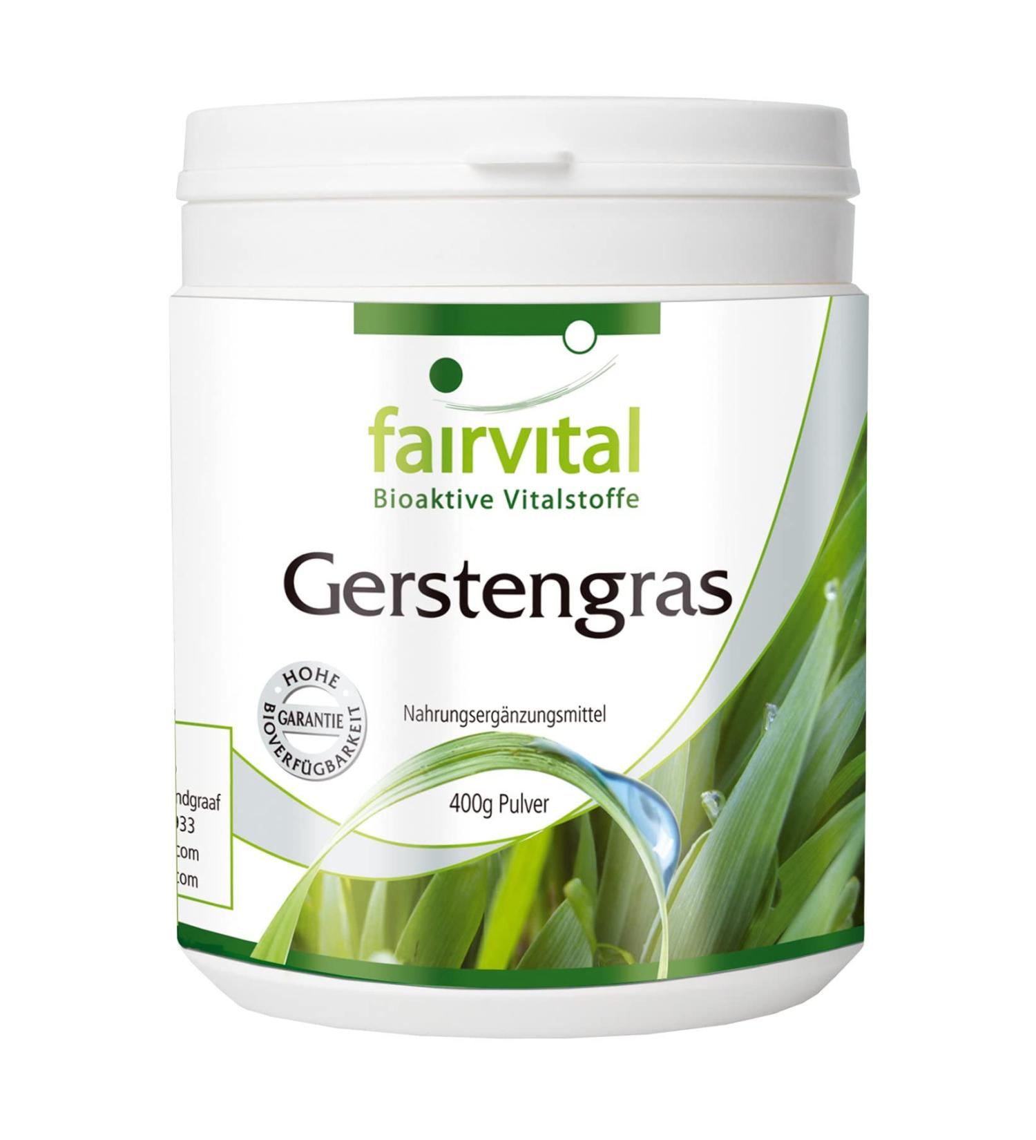 Fairvital | Barley grass powder - pure substance without additives - 400 g - from organic farming - Vegan - Buy Online on GoSupps.com