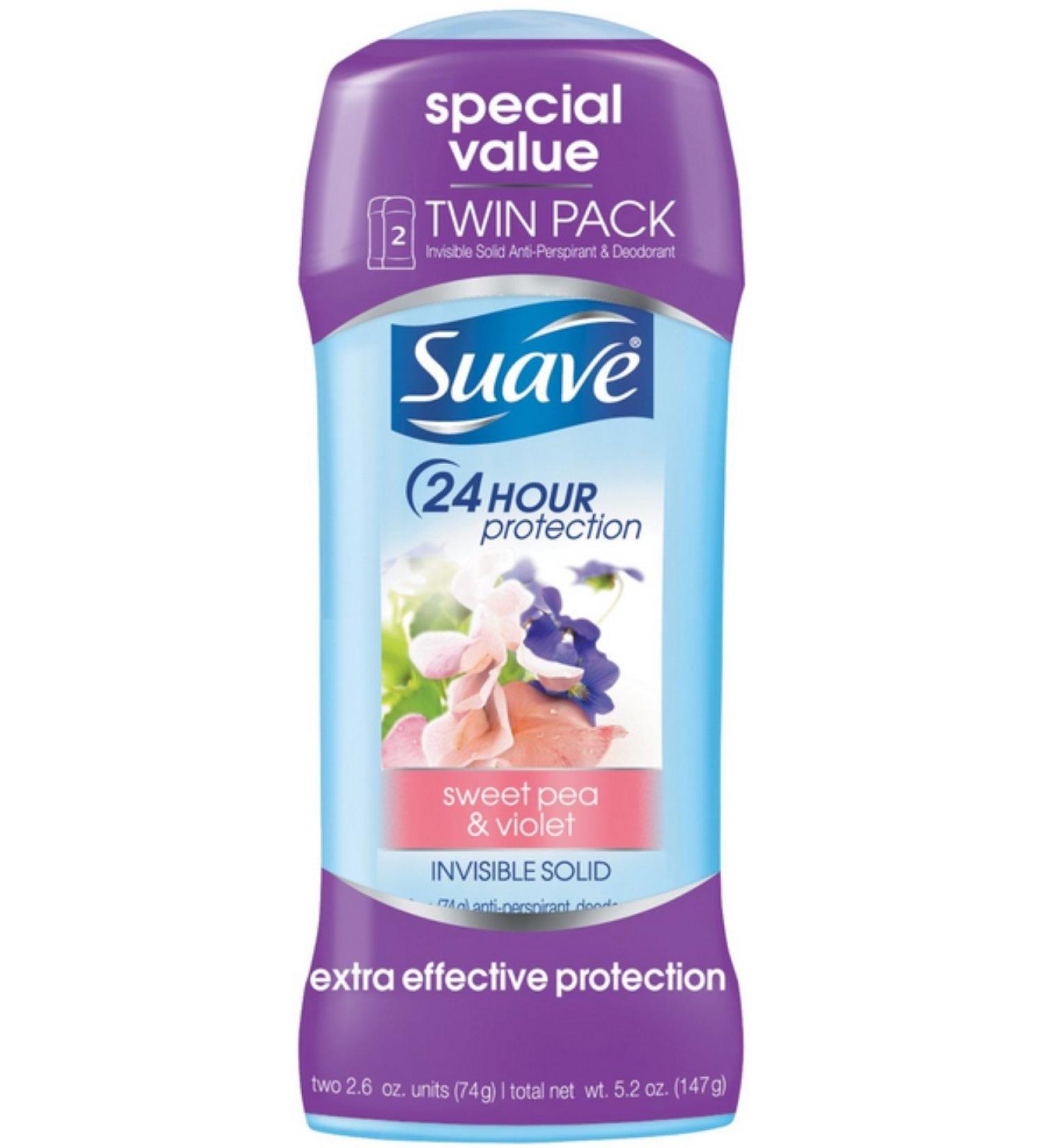 Suave Naturals Anti-Perspirant Deodorant Invisible Solid Sweet Pea & Violet 2.6 oz 4 pack