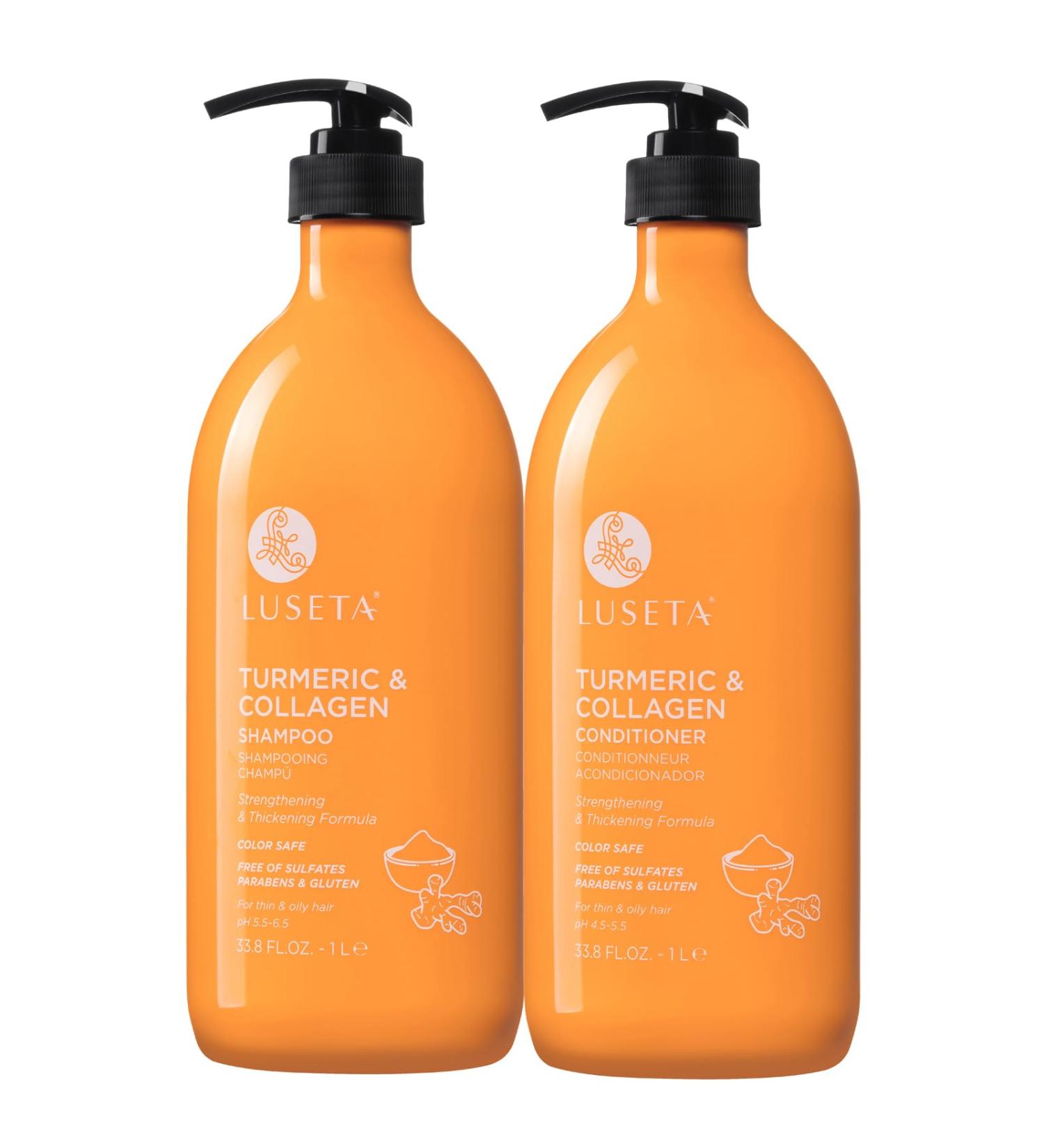 Luseta Shampoo & Conditioner Set - Turmeric & Collagen Volumizing for Thin/Oily Hair Sulfate & Paraben Free 2x33.8Oz - International Shipping Available - Buy Online on GoSupps.com