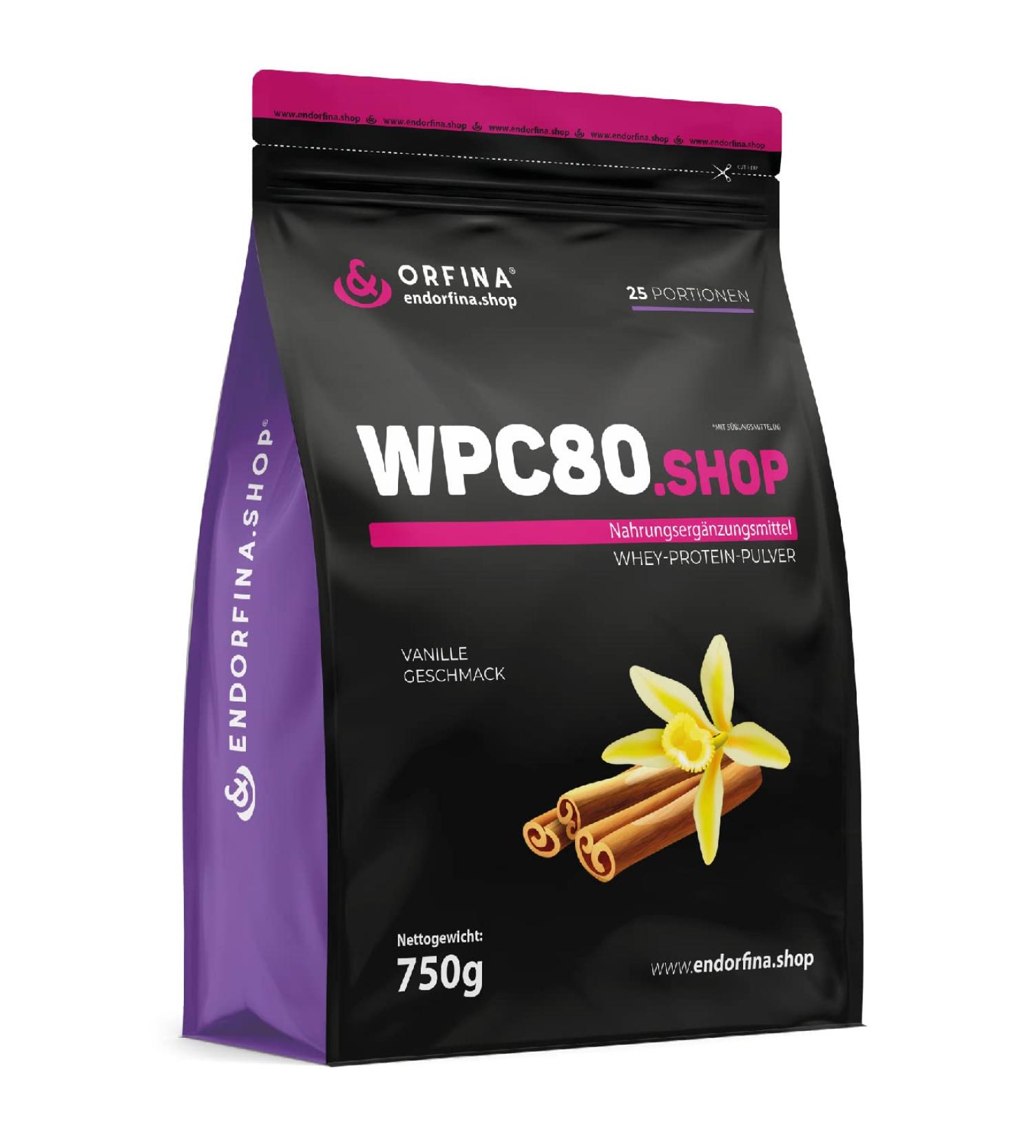 Orfina Whey Protein Powder 80% - 750g | Vanilla Taste | Muscle Building & Fat Loss | 25 Portions | Optimal Dietary Supplement - Buy Online on GoSupps.com