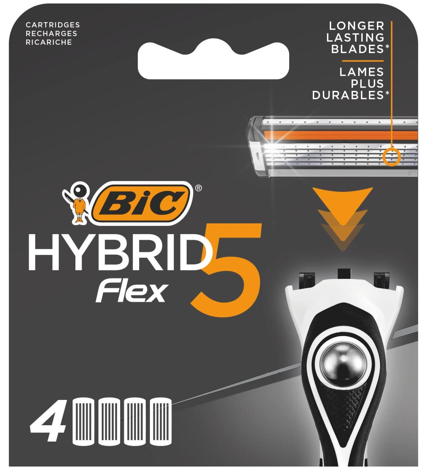 BIC Hybrid 5 Flex Men's Razor Refills - 5 Nano-Tech Titanium Blades - 4 Cartridges, 1 Pack - Buy Online on GoSupps.com