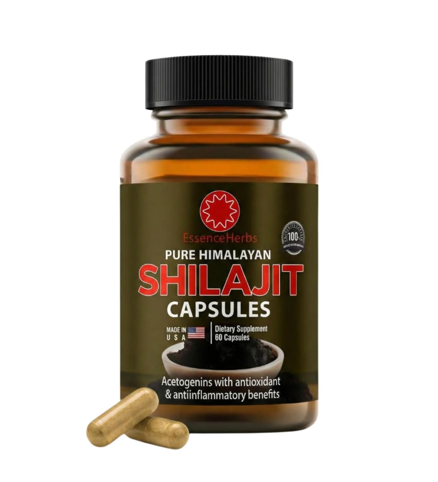 Essence Herbs Shilajit Capsules for Men & Women Pure Himalayan Shilajit with Ashwagandha Tongkat Ali & Black Seed Supports Energy & Gut Balance Non-GMO Vegan 60 Capsules - Buy Online on GoSupps.com