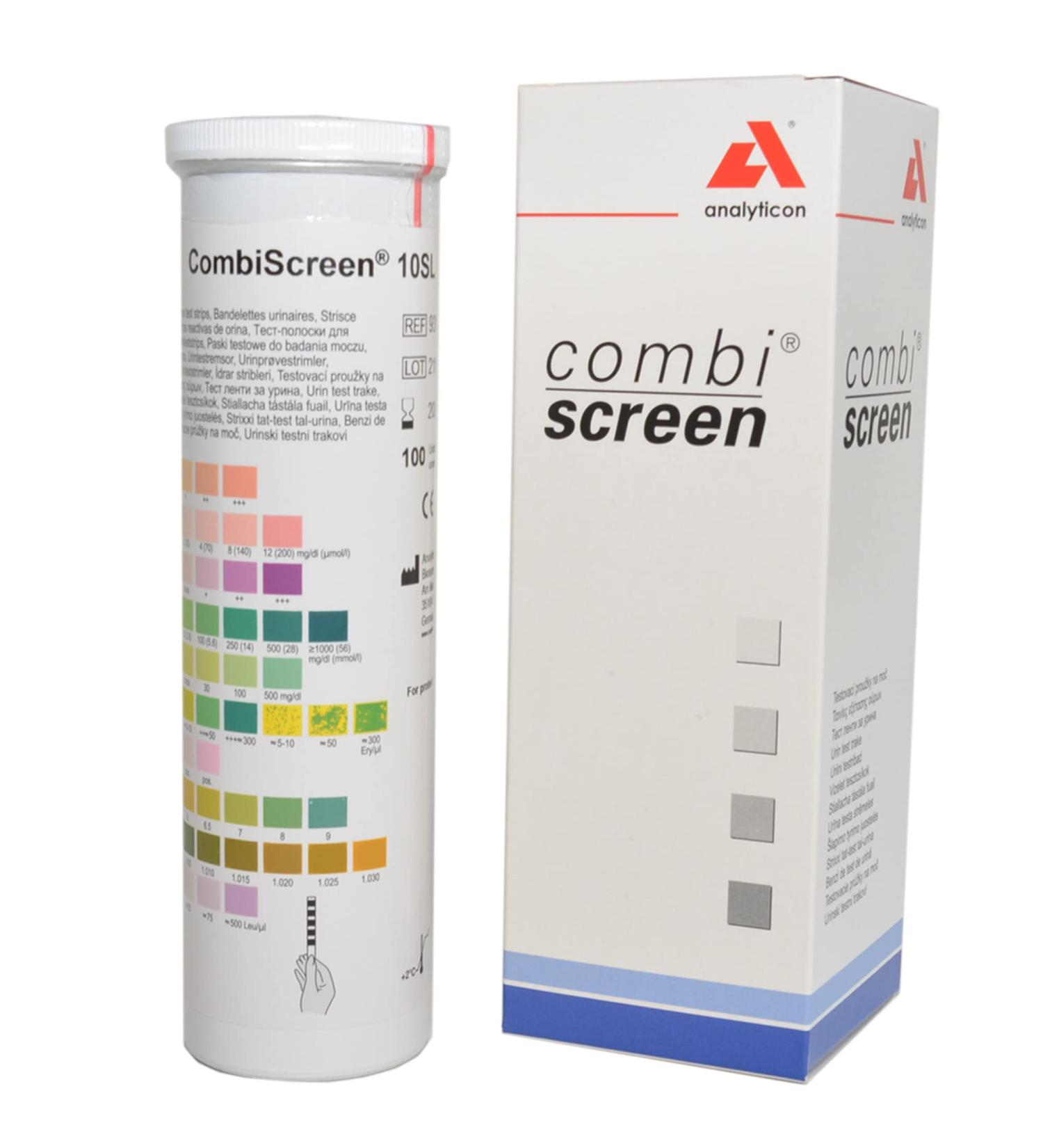 ANALYTICON - COMBISCREEN PLUS urine strips with ascorbic acid protection 10 parameters 24061 10 Parameter Plus 100 strips