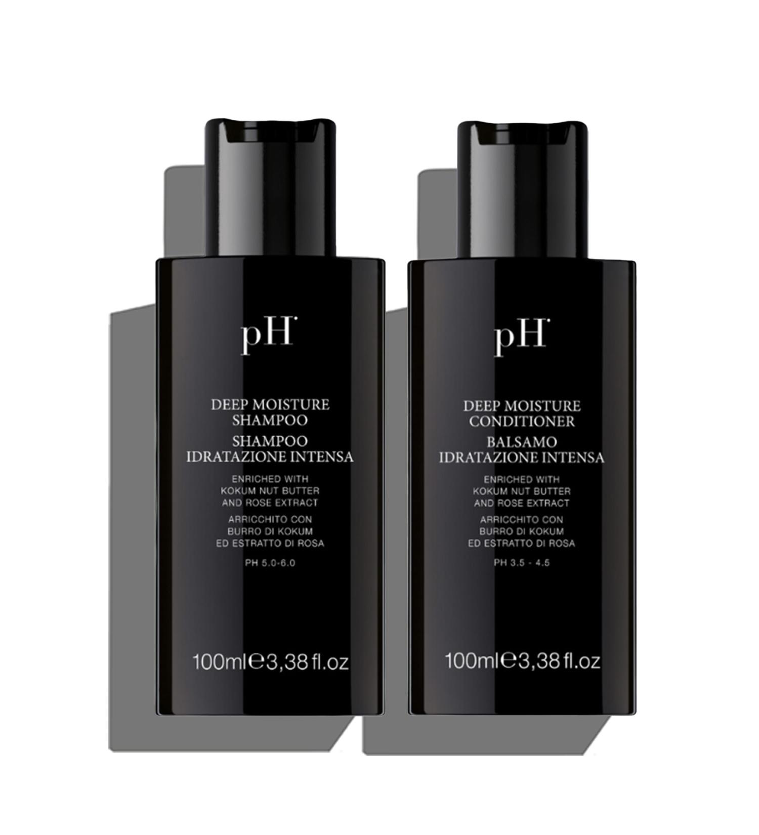 pH Labs Deep Moisture Travel Shampoo & Conditioner Set - Hydrating Shampoo & Conditioner for Dry Hair with Kokum Nut Butter & Rose Extract - Buy Online on GoSupps.com