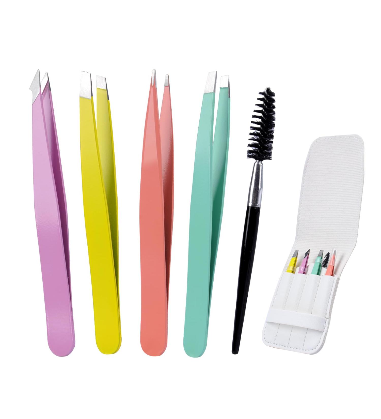 Shop Alyvisun 5 PCs Professional Stainless Steel Tweezers Set - Multi-Colored Anti-Slip for Eyebrows & Ingrown Hair - Perfect for Men & Women - International Shipping Available - Buy Online on GoSupps.com