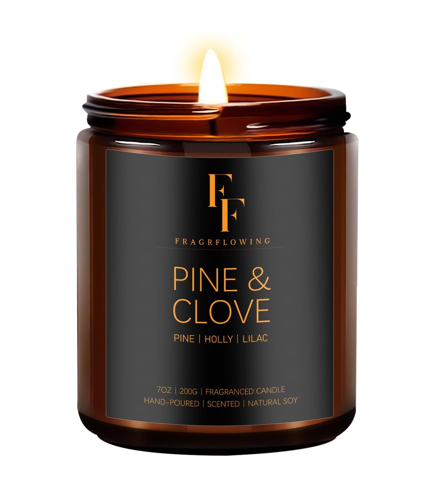 Pine and Clove Candles | Aromatherapy Scented Candles in Amber Jar | Perfect Gifts for Men & Women - Buy Online on GoSupps.com