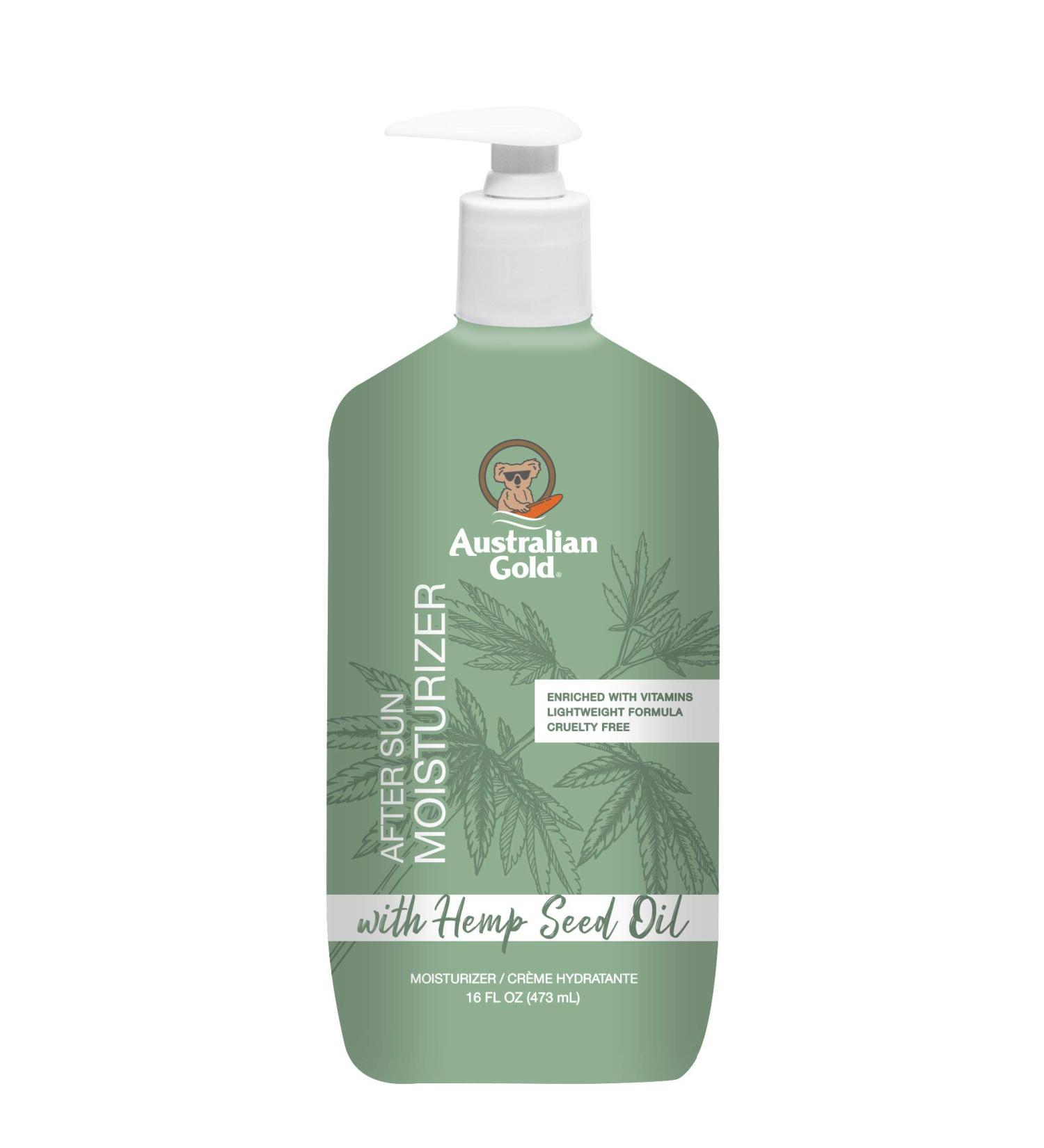 Australian Gold After Sun Moisturizer with Hemp Seed Oil 16 oz - Enriched with Vitamins A, E, and C - Lightweight Formula, Quick Drying, No Dyes, Paba, or Alcohol - Buy Online on GoSupps.com