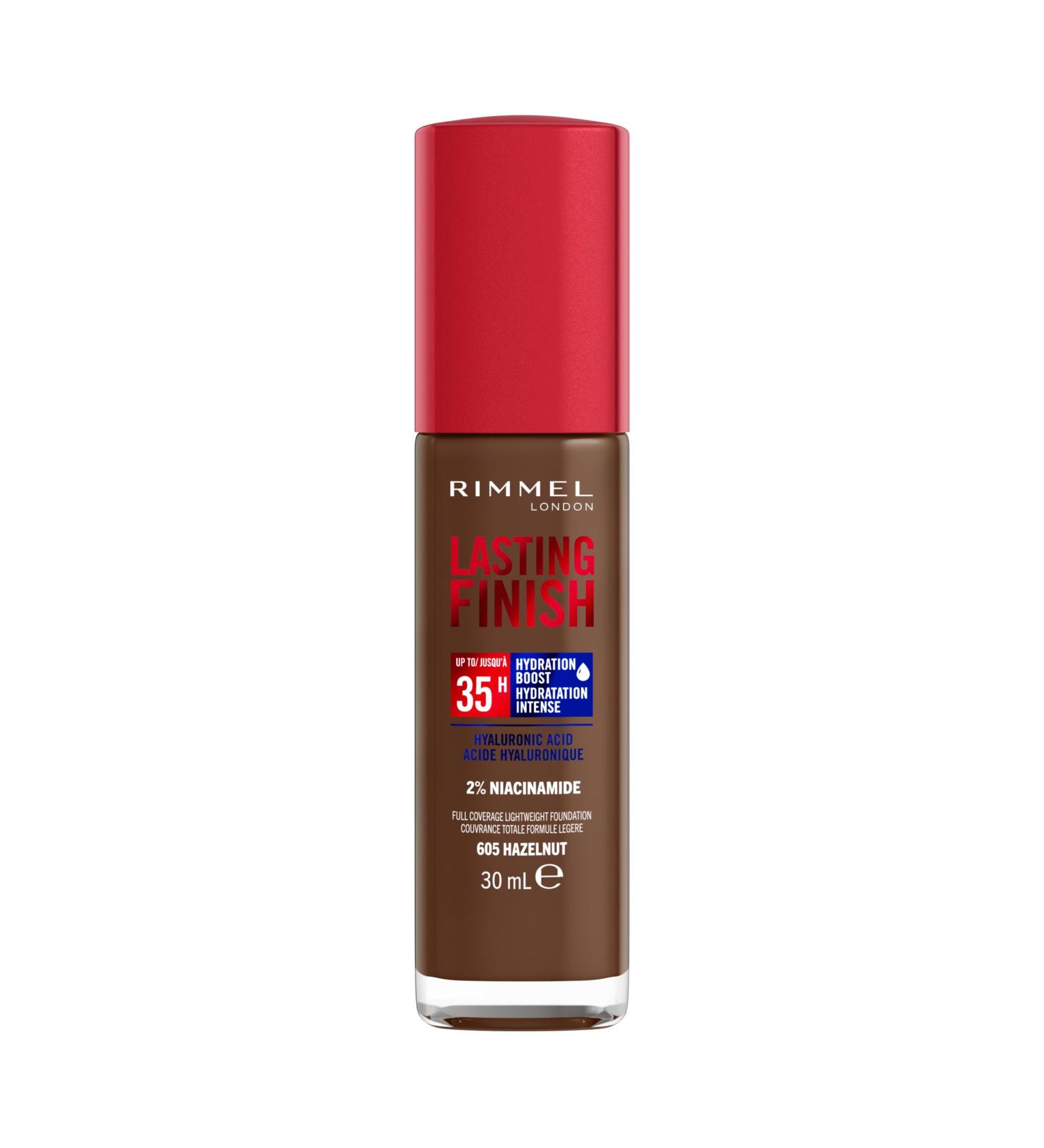 Rimmel London - Lasting Finish 35 Hour Foundation Long-Wearing Hydrating Vegan Formula Full-Coverage - Hazelnut 1 count (Pack of 1) Hazelnut - 605 - Buy Online on GoSupps.com