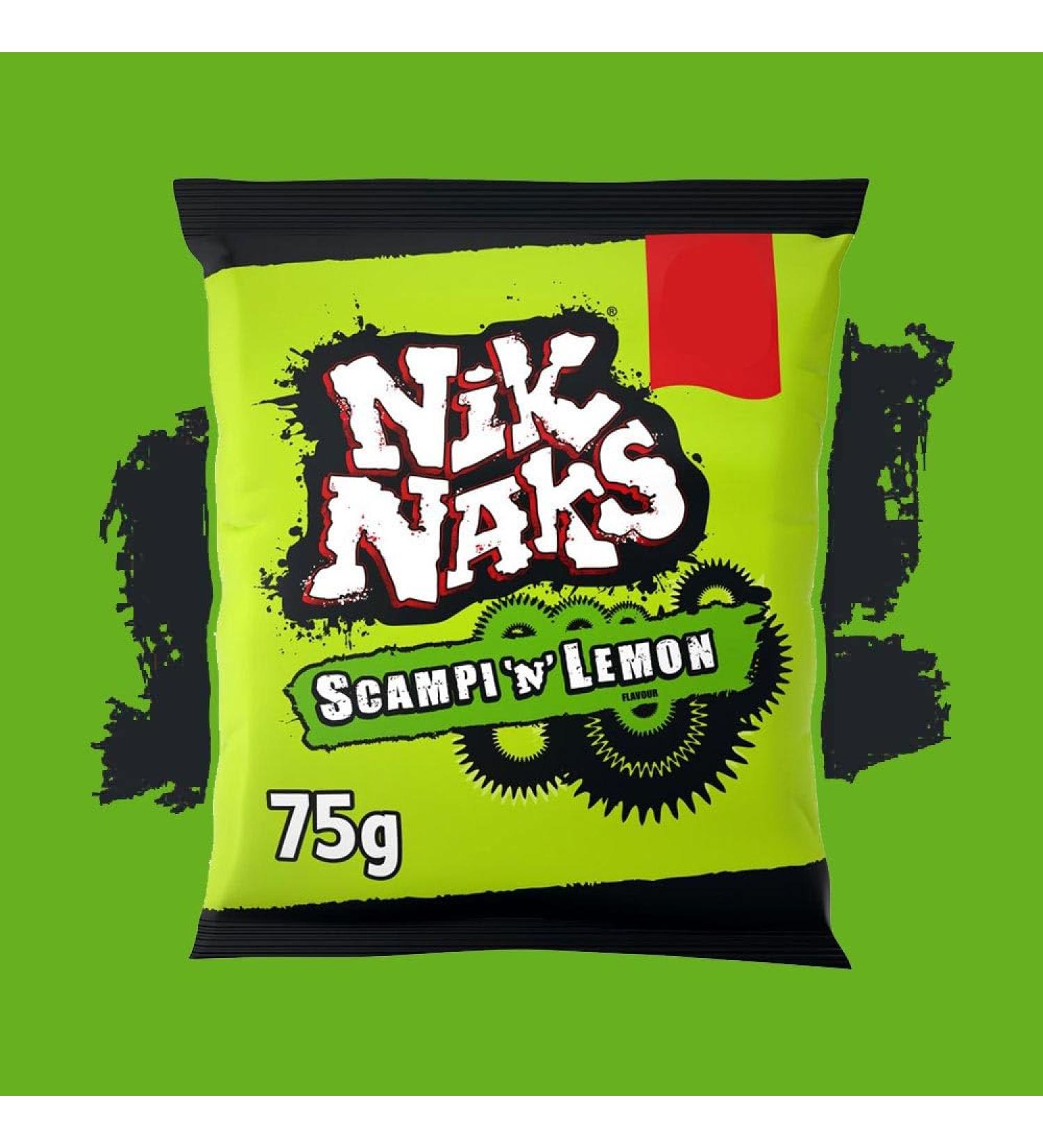 Nik Naks Scampii N Lemon Flavour Corn Snack 75g (40 Bags x 75g)