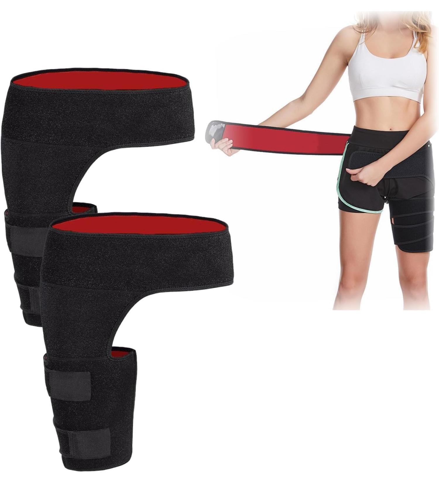 Ortho Wrap Hip Brace for Sciatica Wrap Hip Brace Healthy Lab Co Sciatica Brace Groin Thigh Sleeve Hip Support Wrap Wrap Hip Brace for Men Women (2pcs-Black&Red) - Buy Online on GoSupps.com