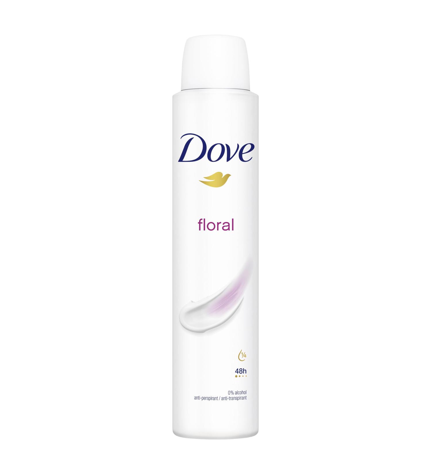 Dove Floral Anti-perspirant Deodorant Spray pack of 6 with moisturising cream for 48 hours of protection 200 ml Packaging/label may vary Fresh 200 ml (Pack of 6) - Buy Online on GoSupps.com