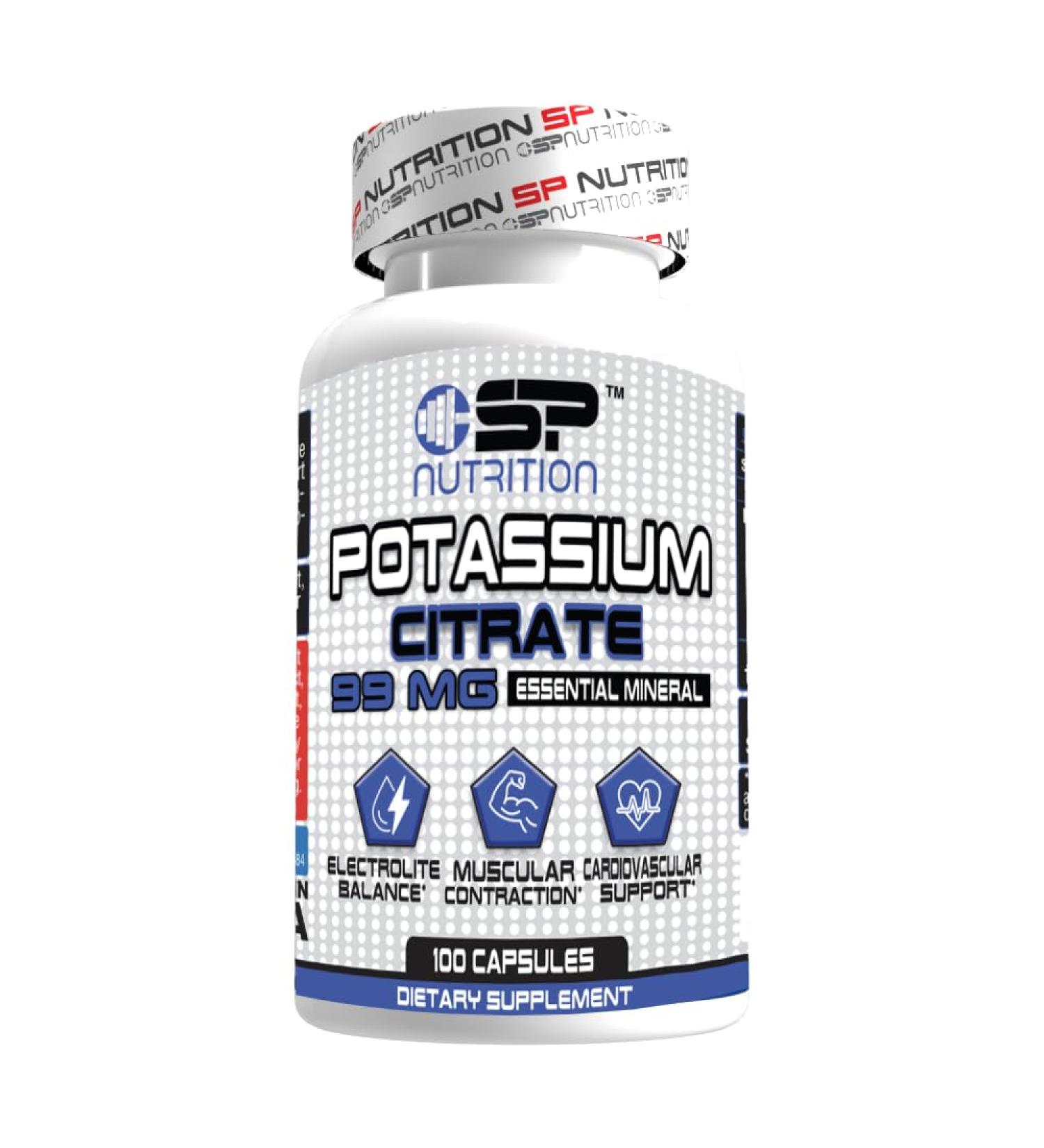 SP Nutrition Potassium Citrate Supplement 99mg 100 Capsules Electrolyte & Muscle Support