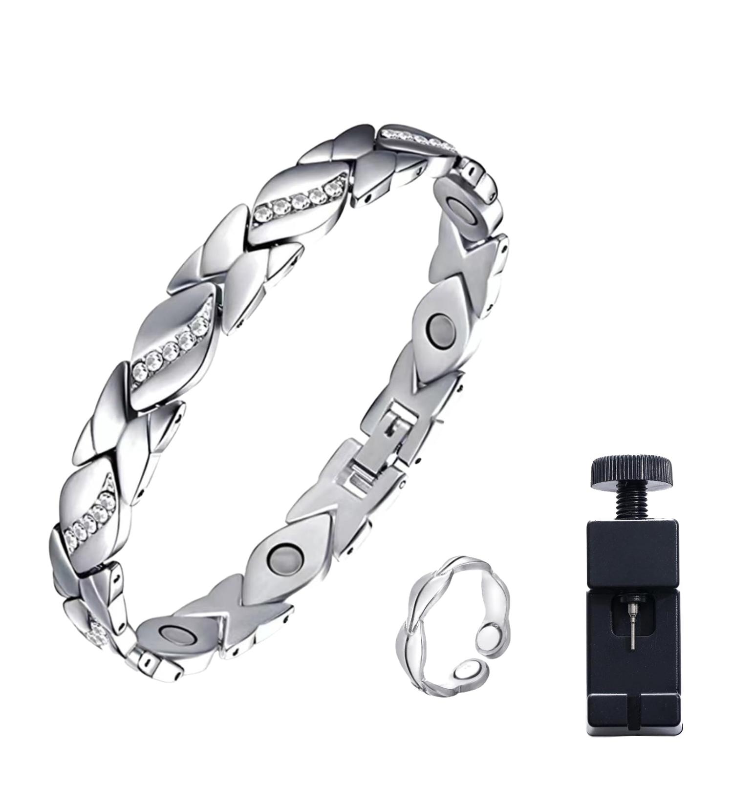Buy Women's Magnetic Health Bracelet | Adjustable Silver Magnetic Jewelry for Weight Loss & Gifts - Buy Online on GoSupps.com