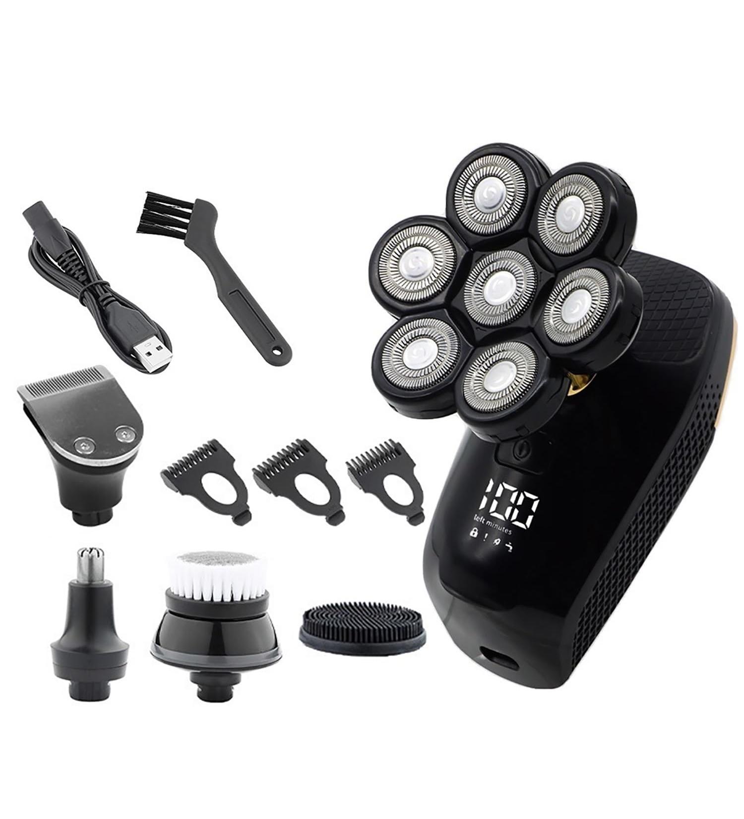 5 in 1 Head Shaver for Men - Multifunctional Electric Razor with LED Display Cleansing Brush & Nose Hair Trimmer | International Shipping - Buy Online on GoSupps.com