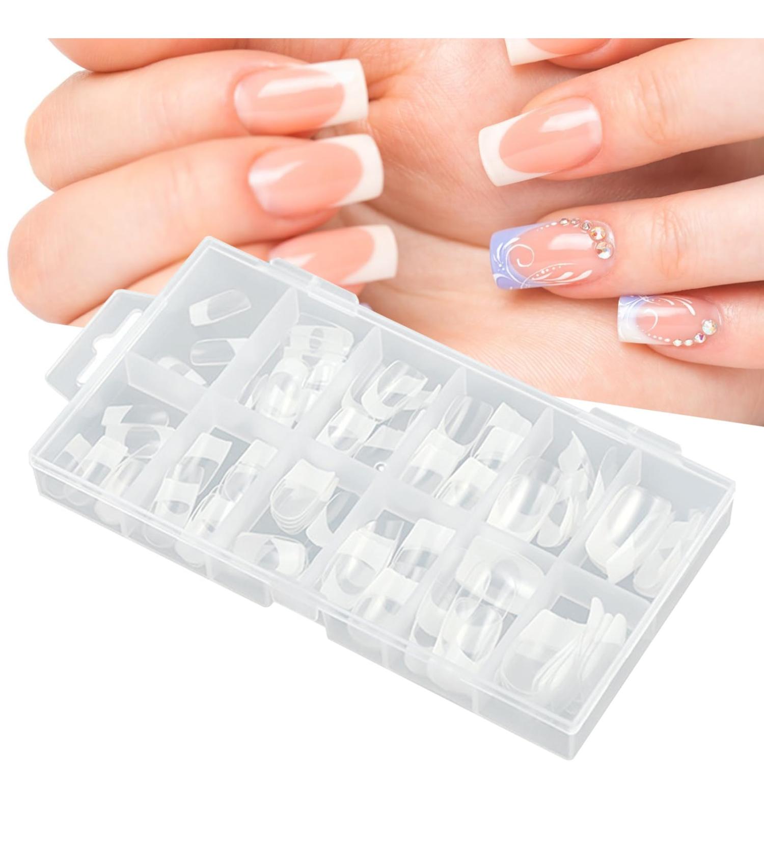 Soft Gel French Nails Soft Gel Fake Square Press on Nails Shallow Curve Nail Art Tool for Datings Weddings Night Out Parties Hixip - Buy Online on GoSupps.com