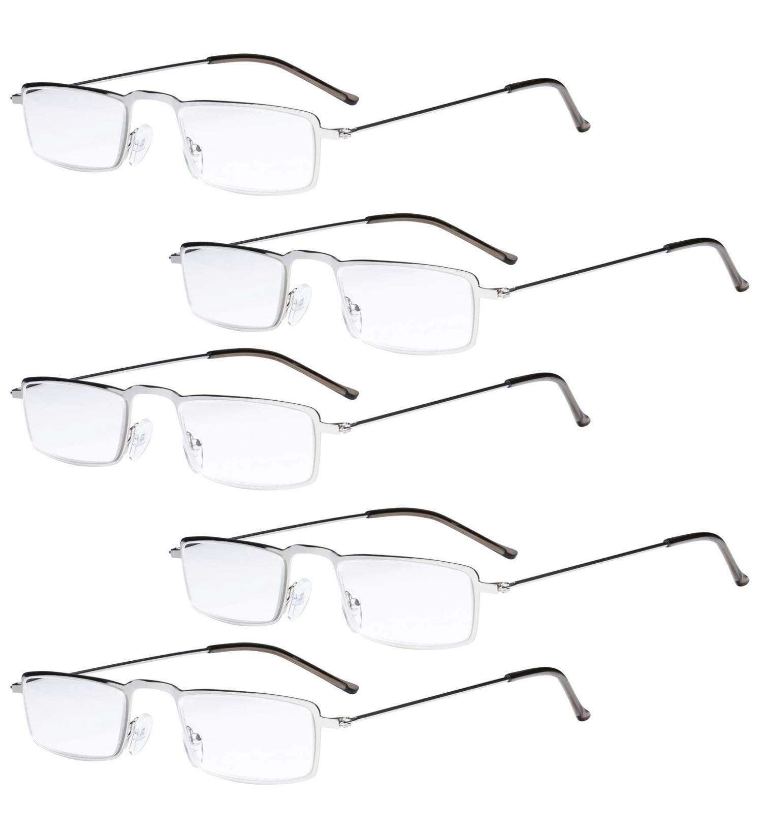 Eyekepper 5-Pack Stainless Steel Half-Eye Reading Glasses +2.5 - Stylish & Durable Readers for Men and Women - International Shipping Available - Buy Online on GoSupps.com