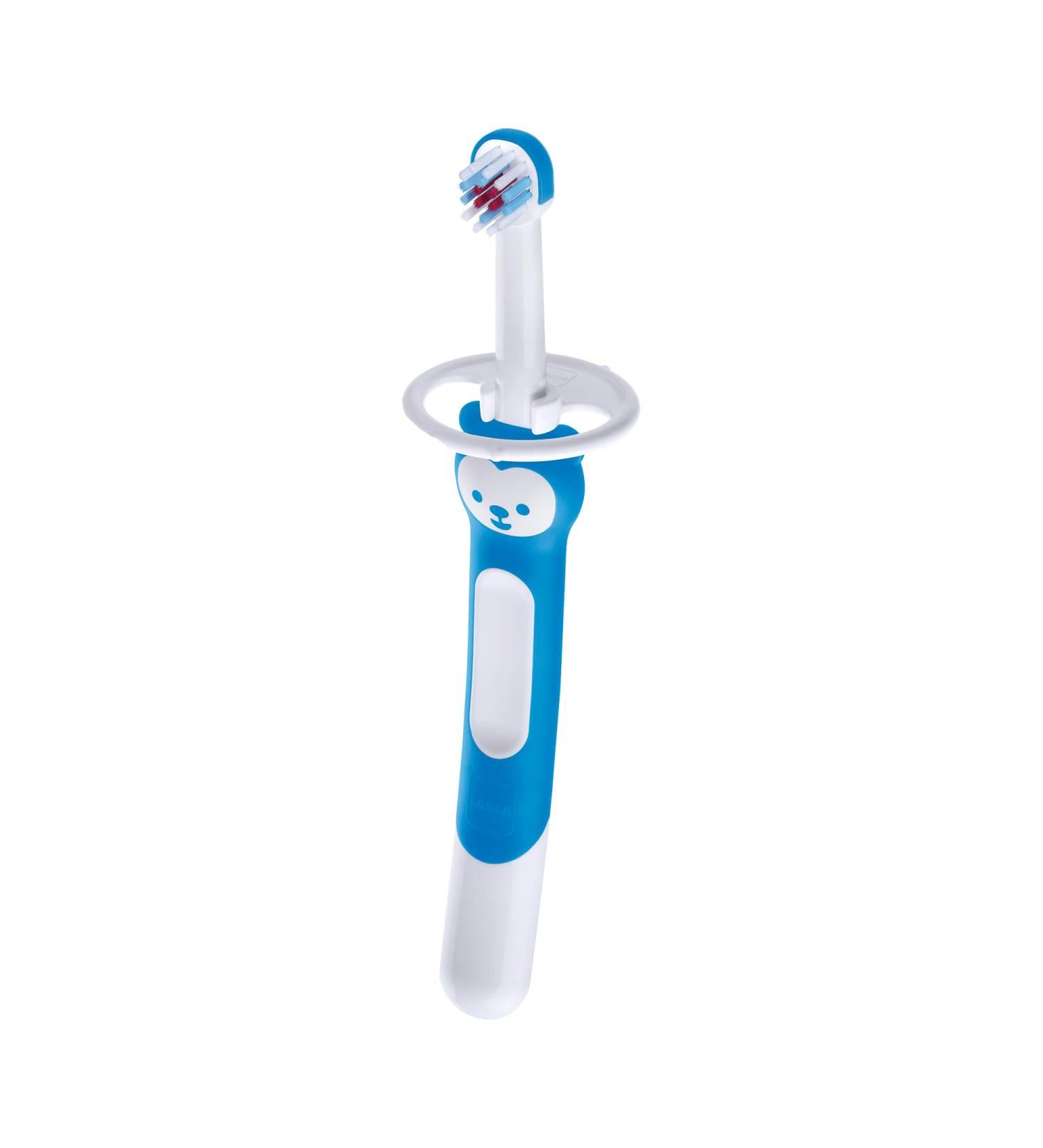 MAM Training Toothbrush for Babies | Baby's Brush with Safety Shield & Brushy The Bear Character | Interactive App | Boys 5+ Months | Blue - Buy Online on GoSupps.com