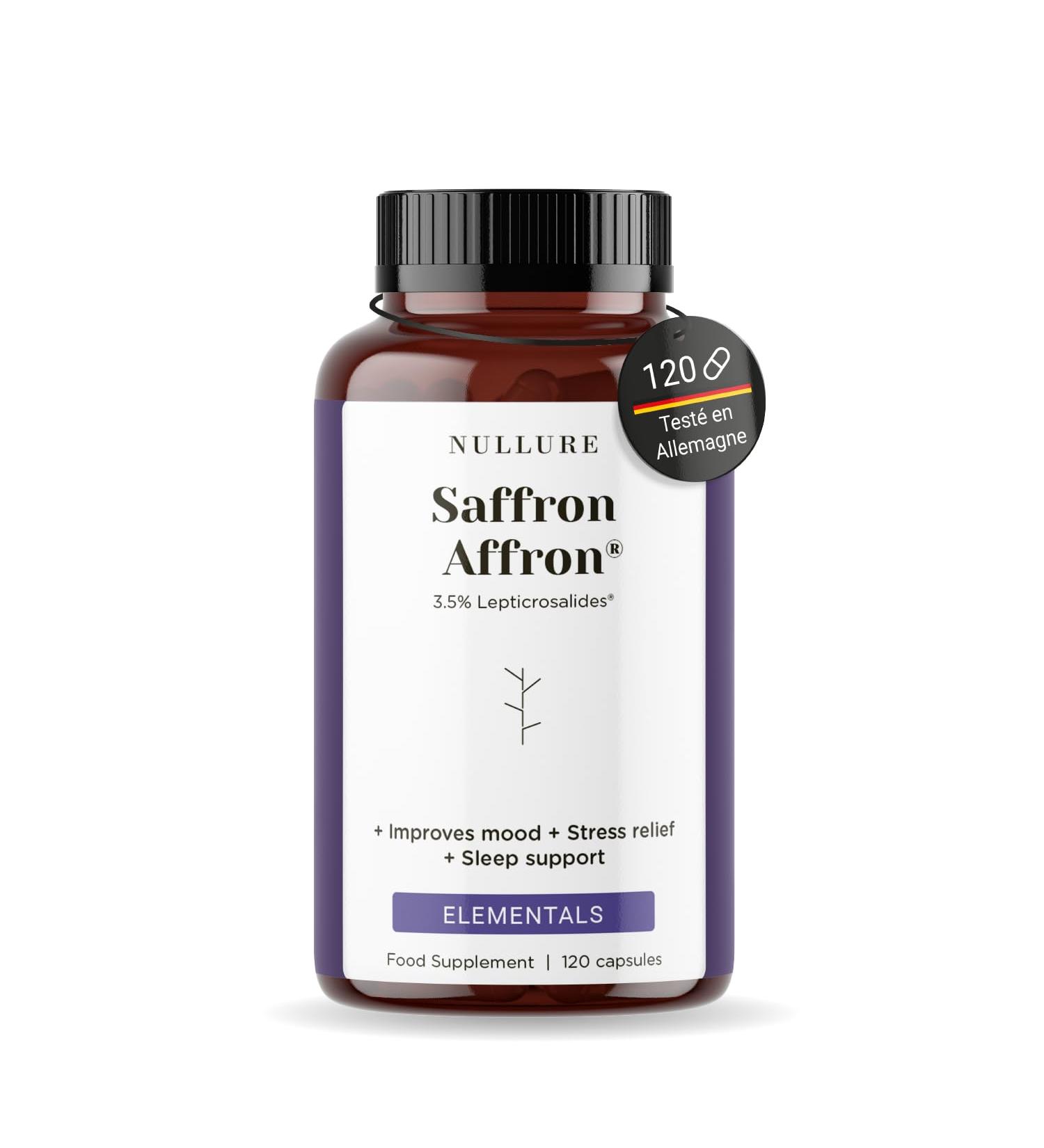 Nullure Premium Saffron | Patented Saffron Capsules | 3.5% Lepticrosalides | Vegan & No Additives | Mood Stress Sleep | P - Buy Online on GoSupps.com