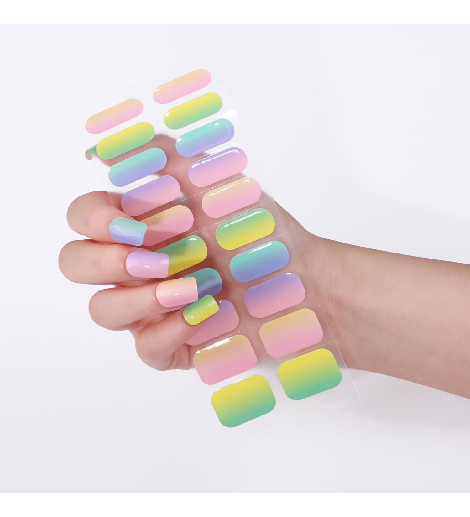 Semi Cured Gel Nail Strips Gel Nail Stickers - 20 Pcs Nail Stickers for Nail Art Soft Self-Adhesive Gel Nail Wraps Easy Apply & Remove for Salon-Quality Manicure Kit (UV/LED Lamp Required) (BSS-0364) - Buy Online on GoSupps.com