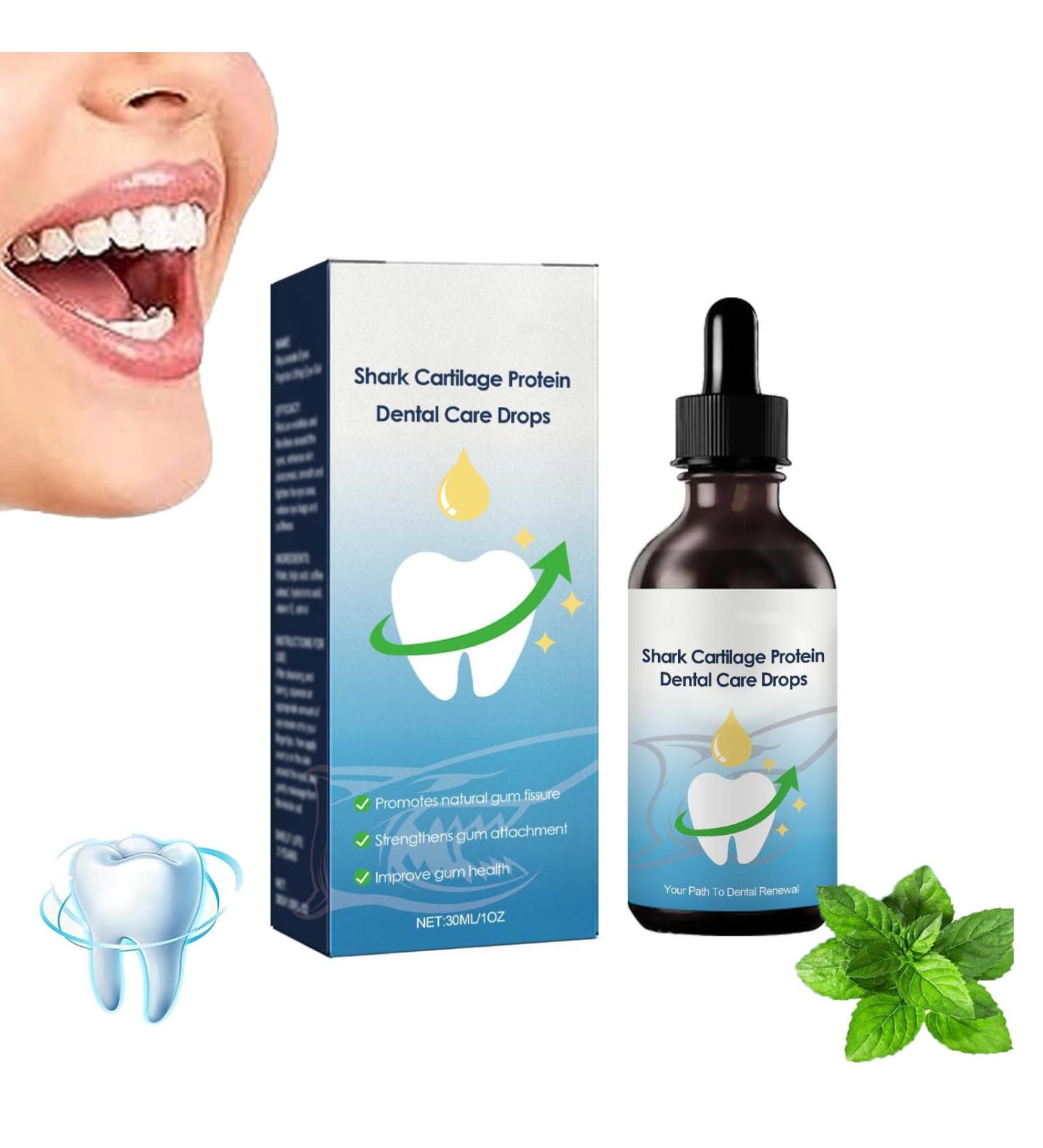 Shark Cartilage Protein Dental Regrowth Drops Shark Cartilage Protein Dental Care Drops Gum Regrowth for Receding Gums Gum Regrowth Treatment Gum Relief Drops Strengthen Gum Attachment (1PC) - Buy Online on GoSupps.com