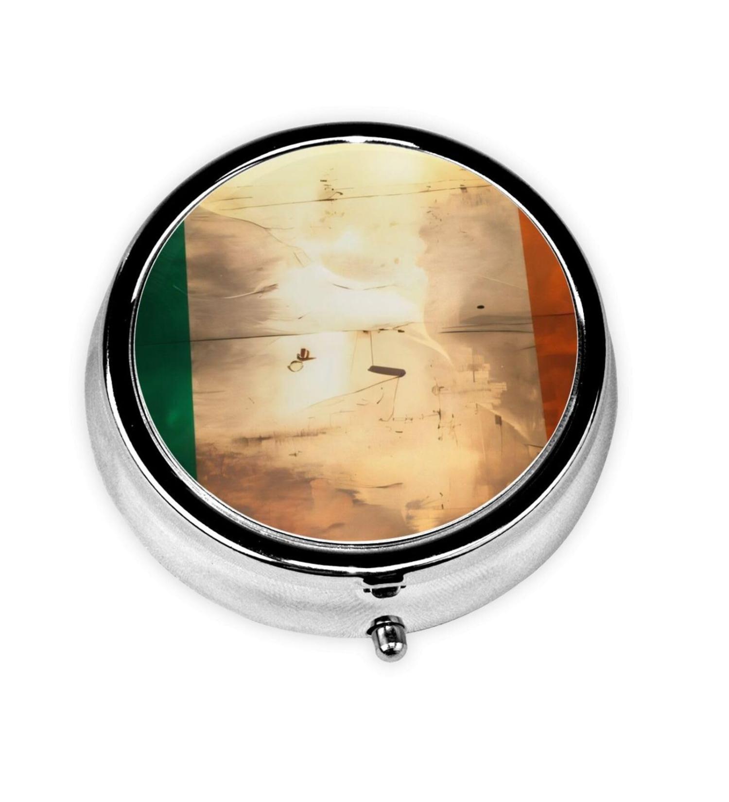 Buy Irish Flag Portable Metal Pill Box - Round Mini with 3 Compartments Travel-Friendly Design - Buy Online on GoSupps.com