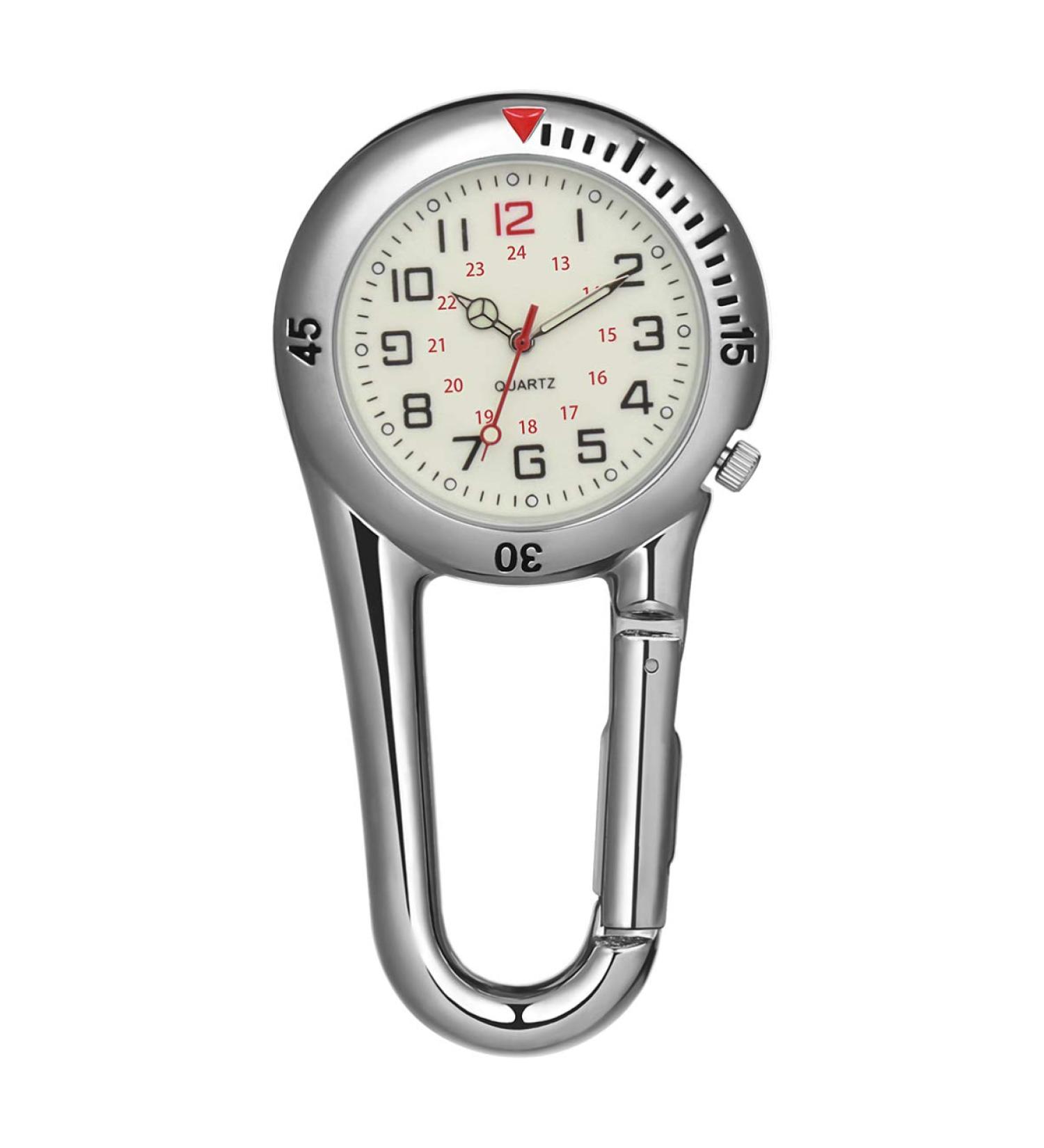 NICERIO Outdoor Carabiner Watch with Glow in The Dark Clip - White Pocket Watch for Rock Climbing & Mountaineering - Buy Online on GoSupps.com