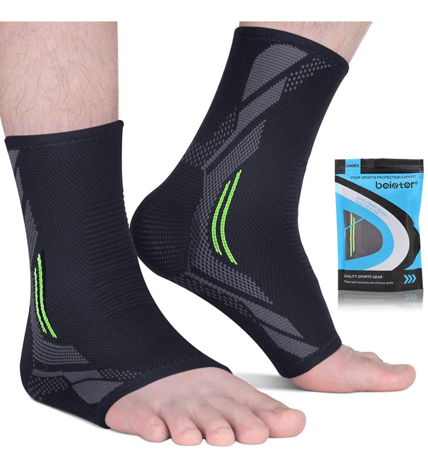 Beister Compression Ankle Brace for Men and Women - Elastic Support for Sprains, Plantar Fasciitis, Achilles Tendon, Heel Spurs - Black (Size 5) - Buy Online on GoSupps.com