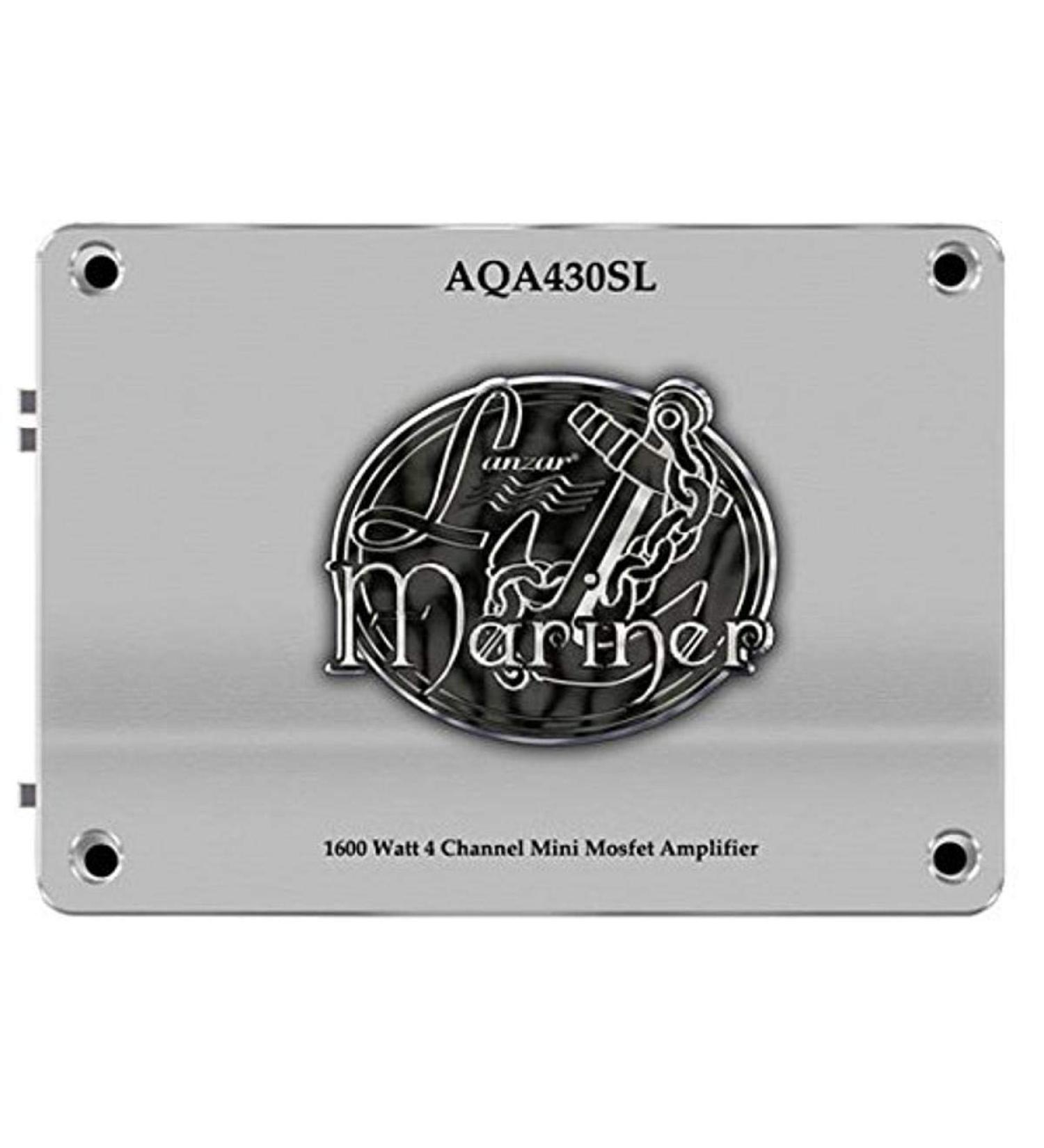 Lanzar AQA430SL 1800 Watts 4 Channel Mini Mosfet Marine Amplifier Silver Standard Packaging
