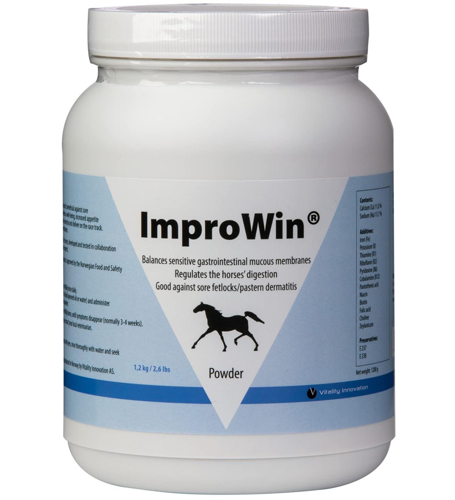 ImproWin Horse powder to improve gut health digestion and paternal dermatitis. Norwegian scientific formula with natural salts of organic acids. - Buy Online on GoSupps.com